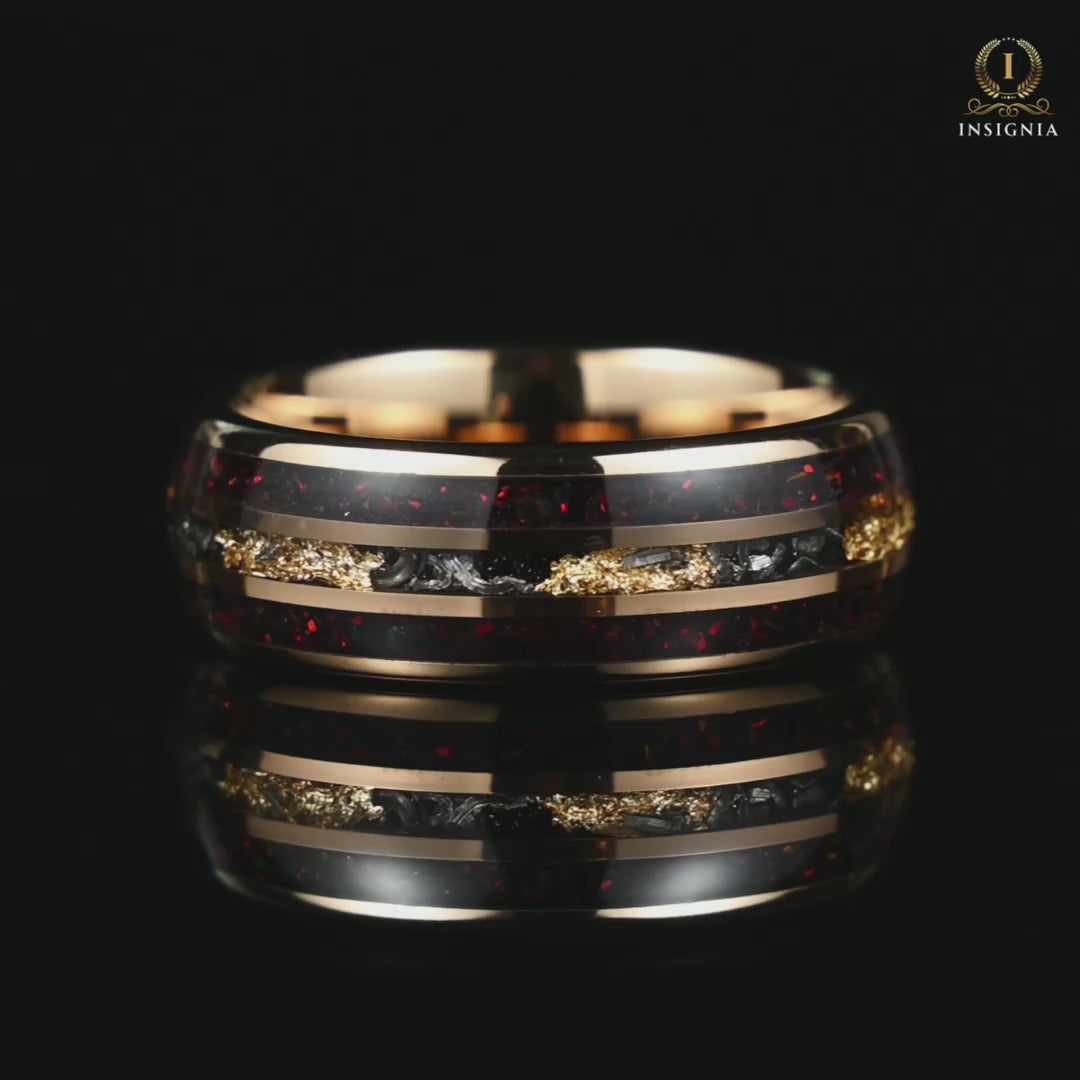 Mens Wedding Band Opal and Meteorite Video