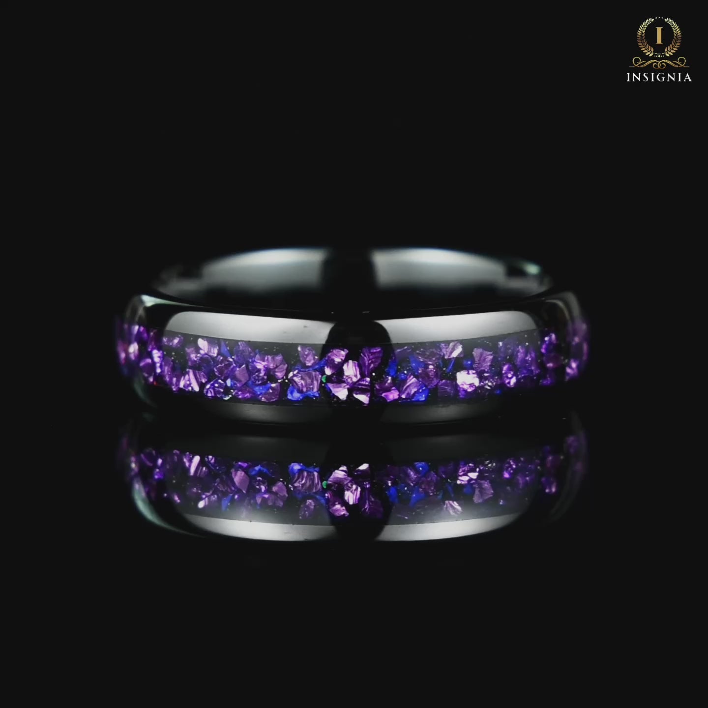 His and Hers Galaxy Matching Rings with Alexandrite and Blue Sandstone Video