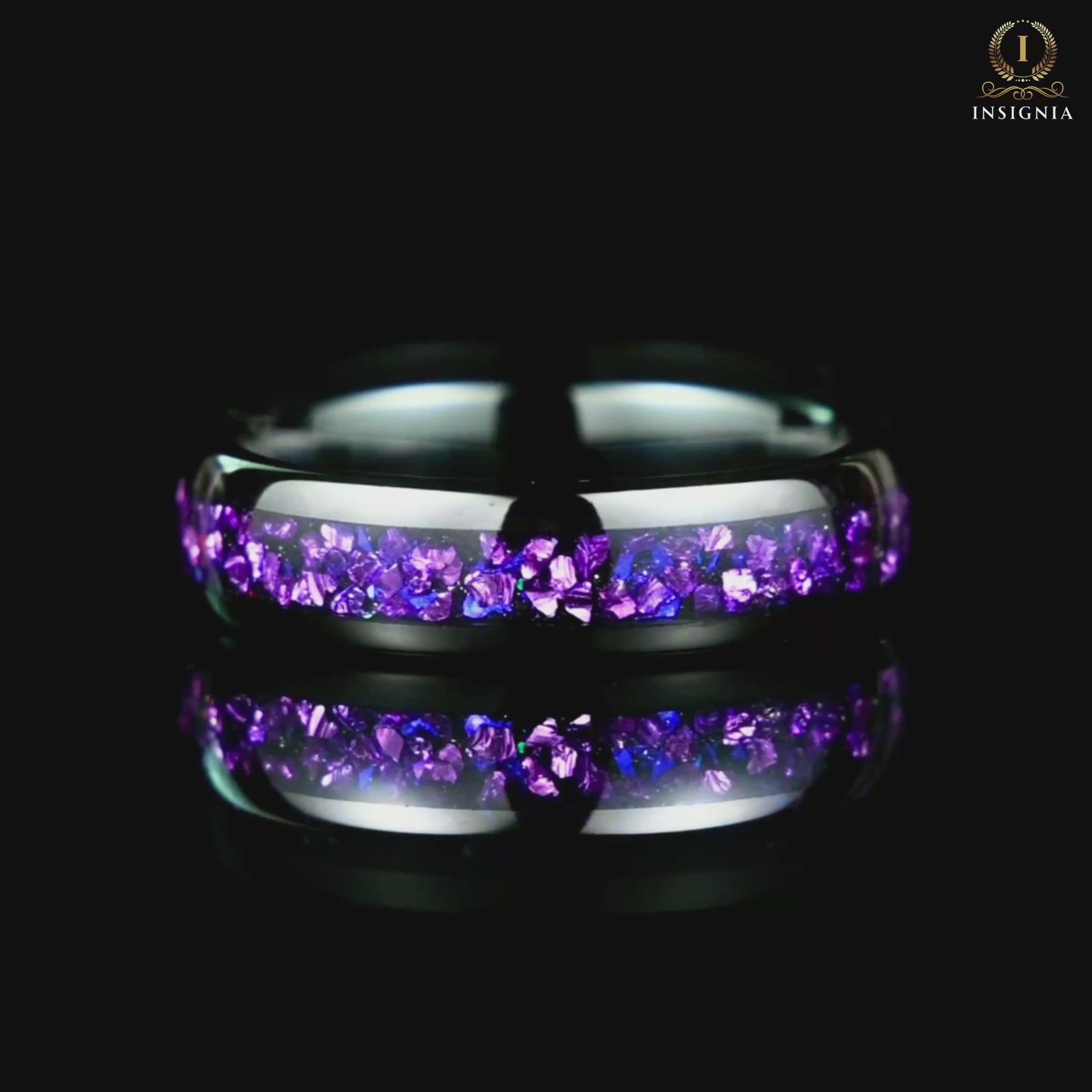 His and Hers Galaxy Matching Rings with Alexandrite and Blue Sandstone Video