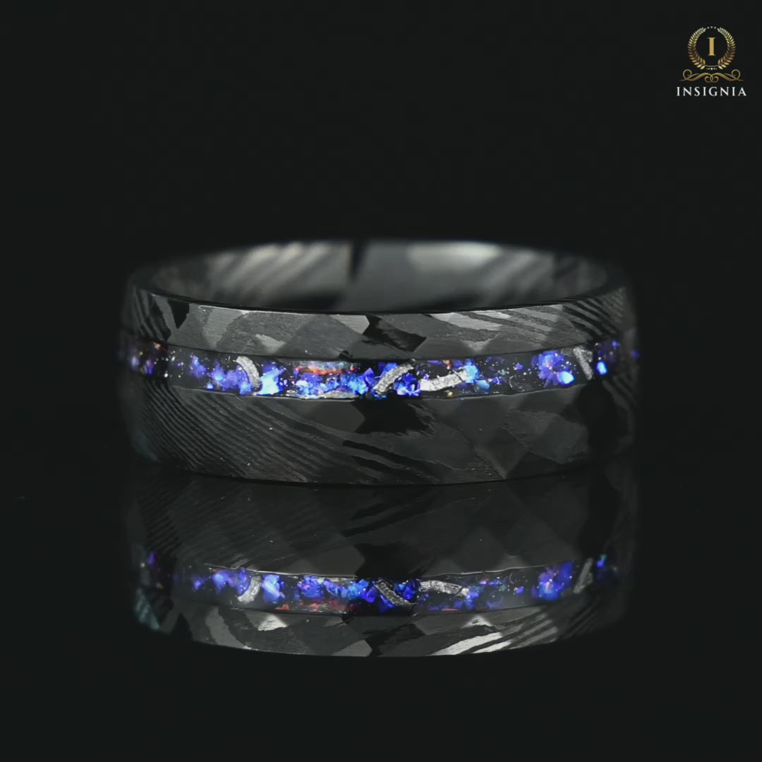 Men Wedding Rings Damascus Steel Video