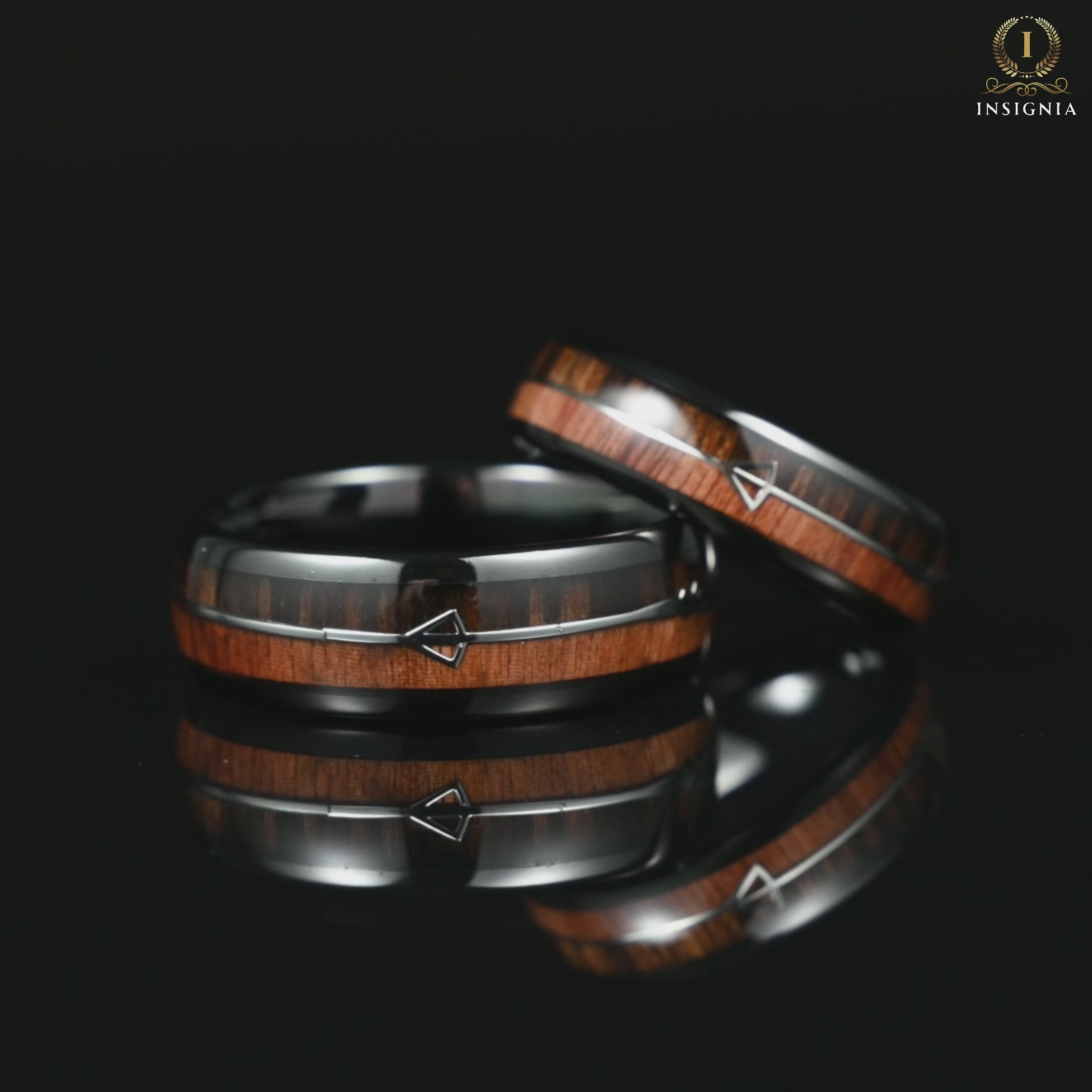 His and Hers Promise Engraved Rings in Black Wooden Design Video Showcase