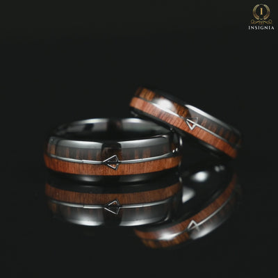 His and Hers Promise Engraved Rings in Black Wooden Design Video Showcase