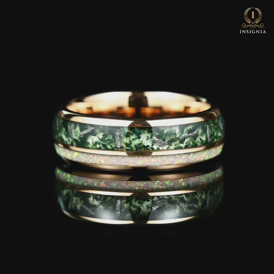 Man Ring Moss Agate Opal Video
