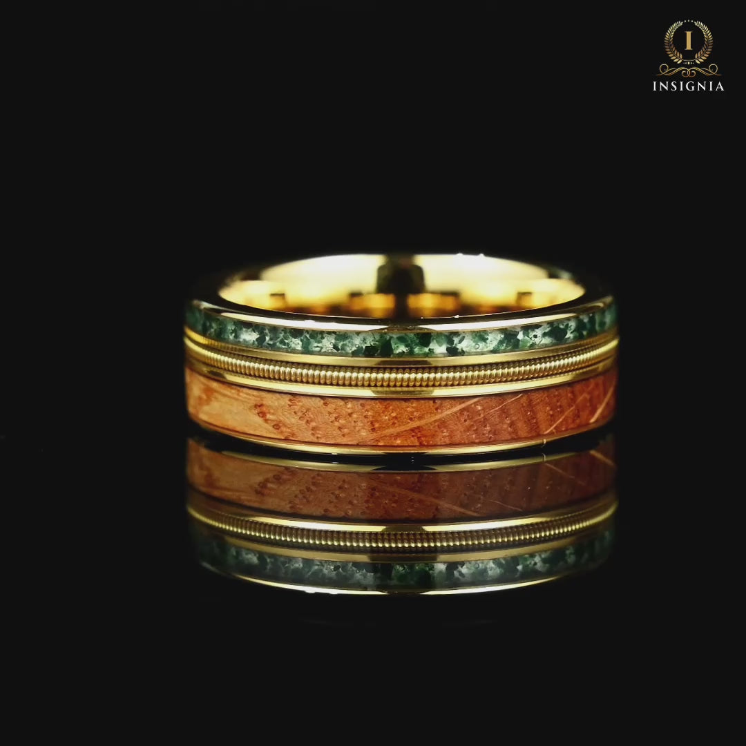 Mens Gold Wedding Rings Moss Agate Video
