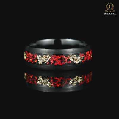 Man Bands Wedding in Black Tungsten with Opal Video