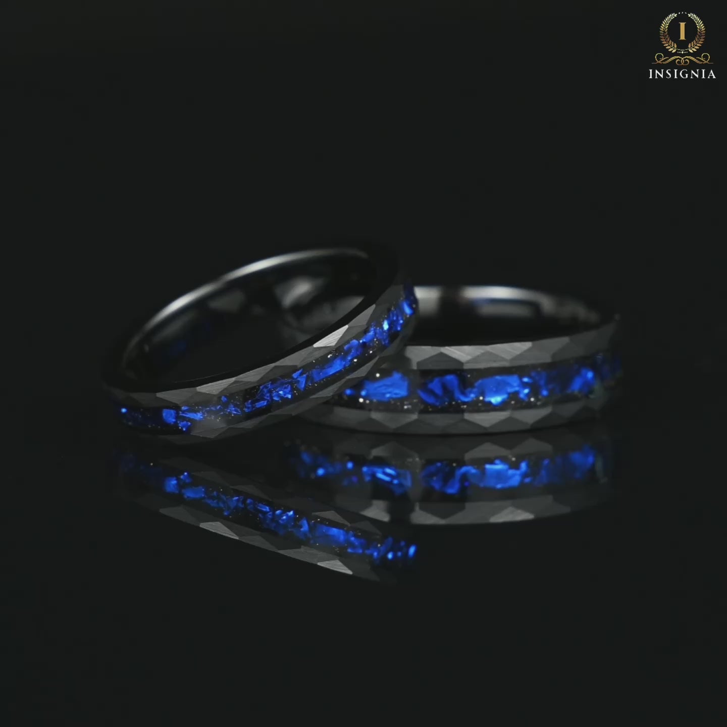 His and Hers Tungsten Wedding Ring Set in Galaxy Design Video
