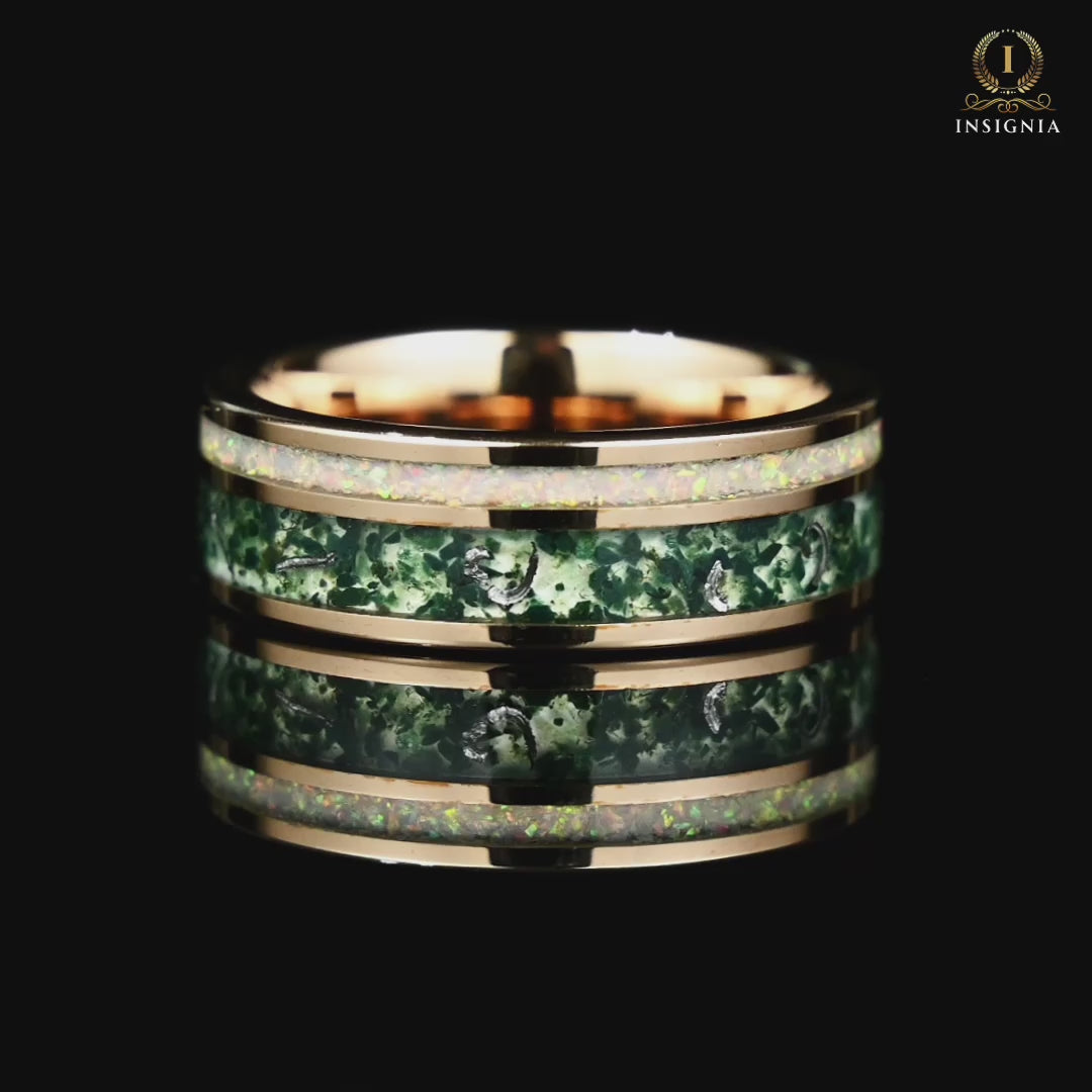 Male Rings Moss Agate Opal Video