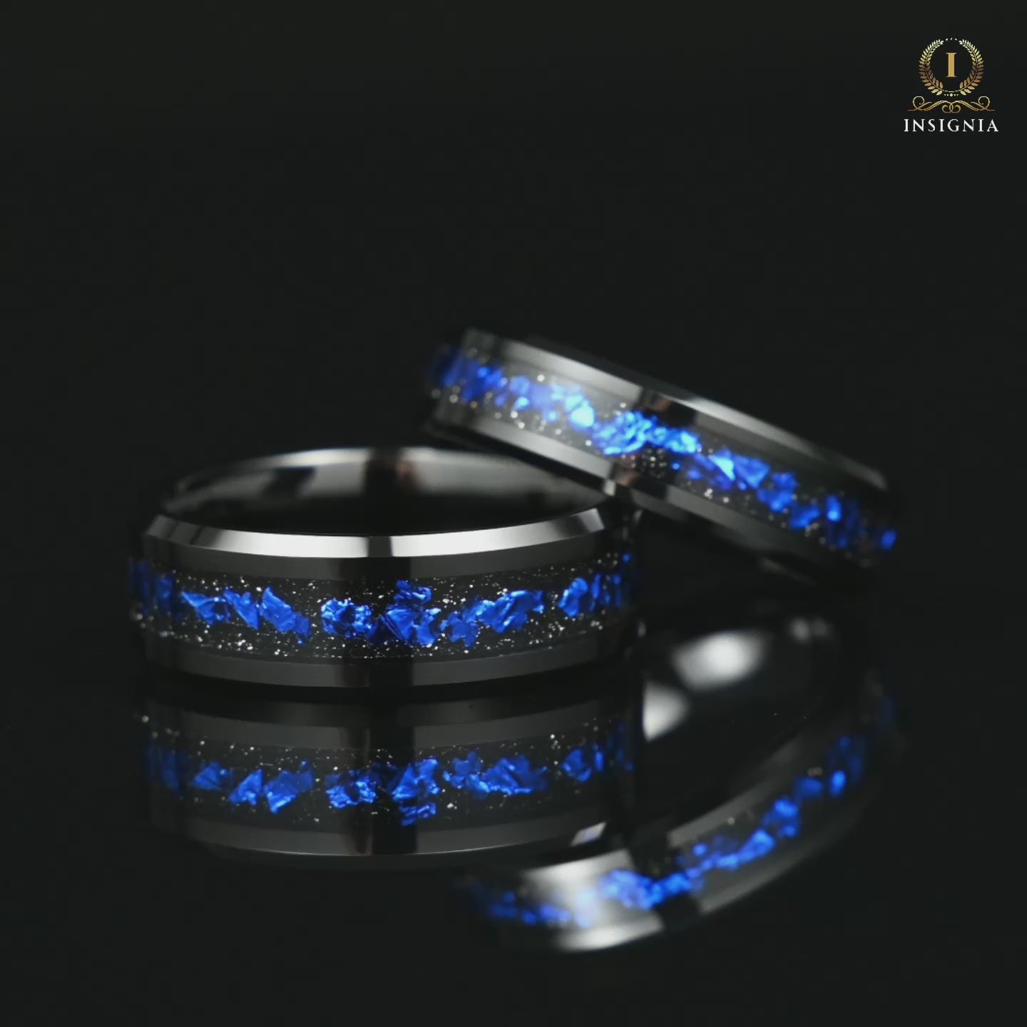 Matching Rings Promise Engraved in Black Galaxy Design Video Showcase
