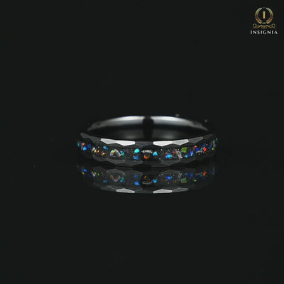 Women’s Meteorite Wedding Ring With Opal Video Showcase