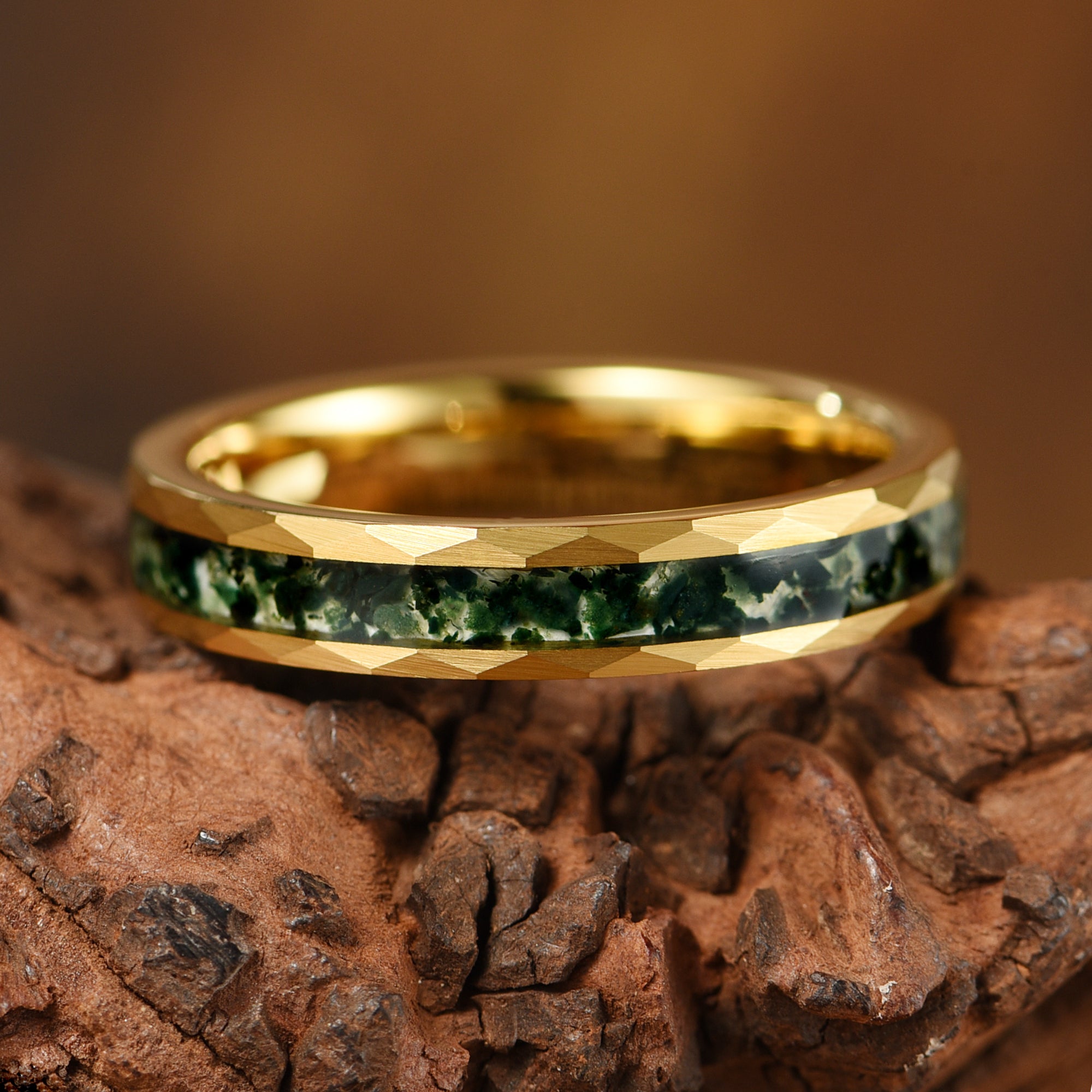 unique moss agate promise ring close detail