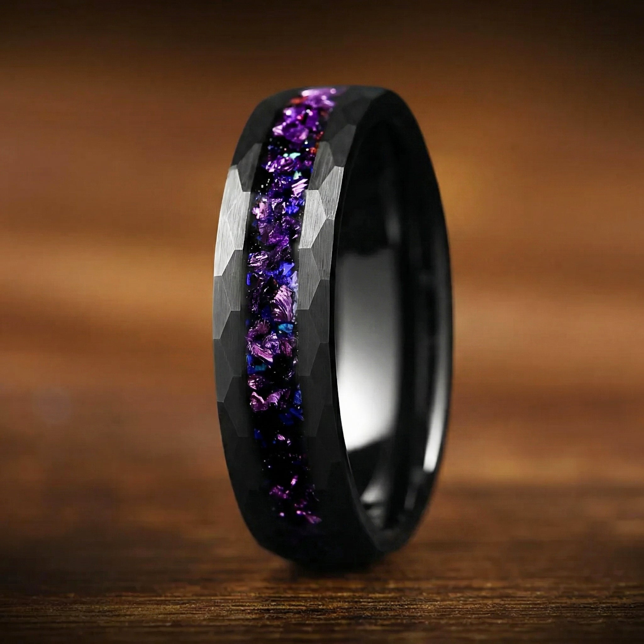 Rings In Black Tungsten Galaxy Front View