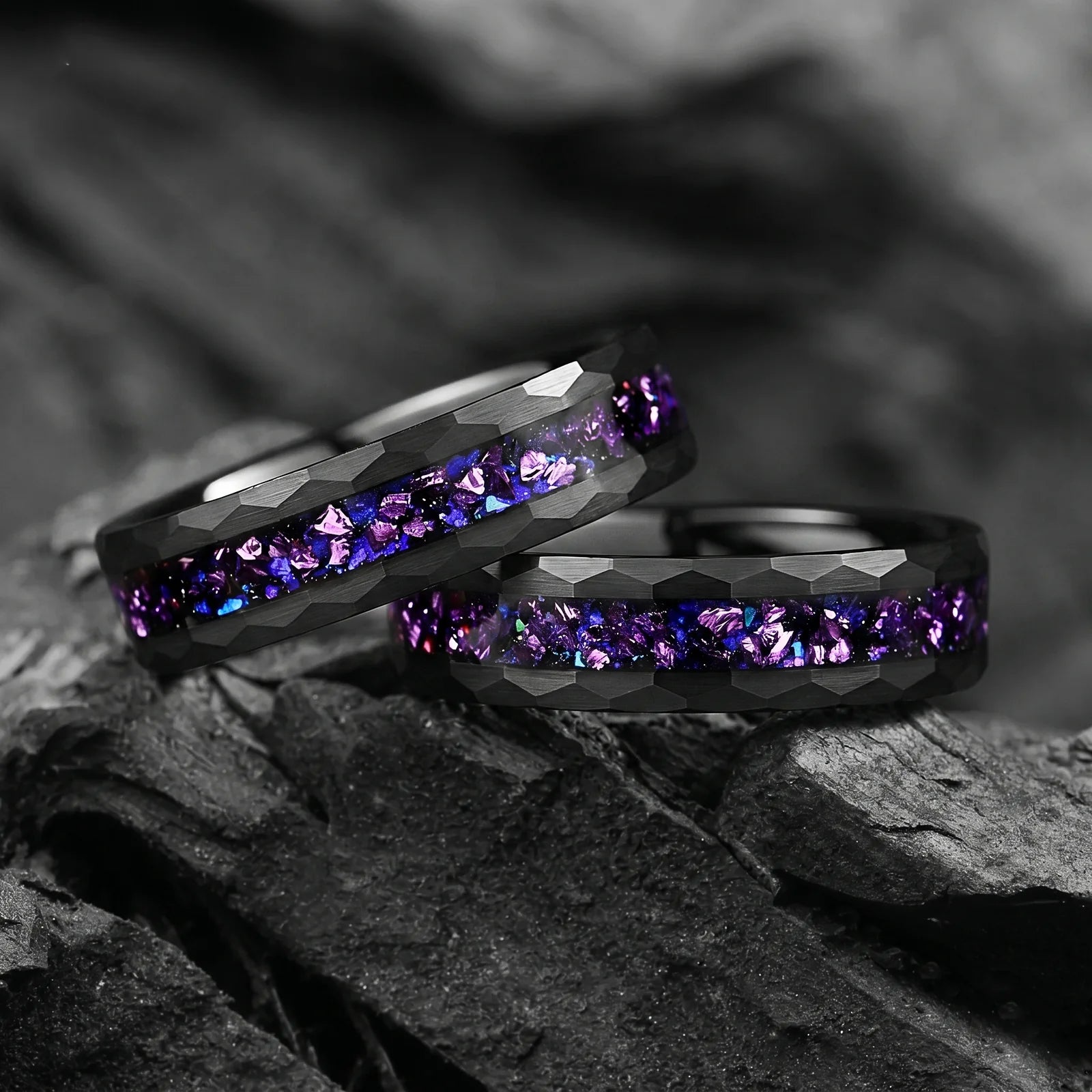 Rings In Black Tungsten Galaxy Stacked View