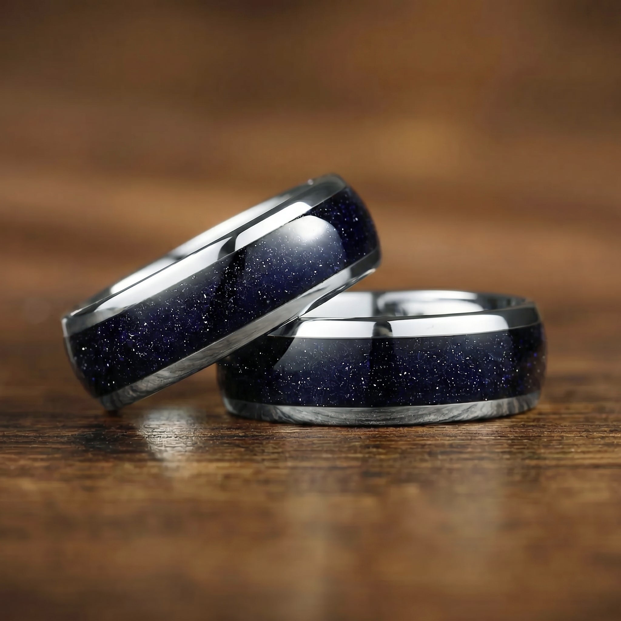 Silver Rings Wedding Bands Tungsten Angled View