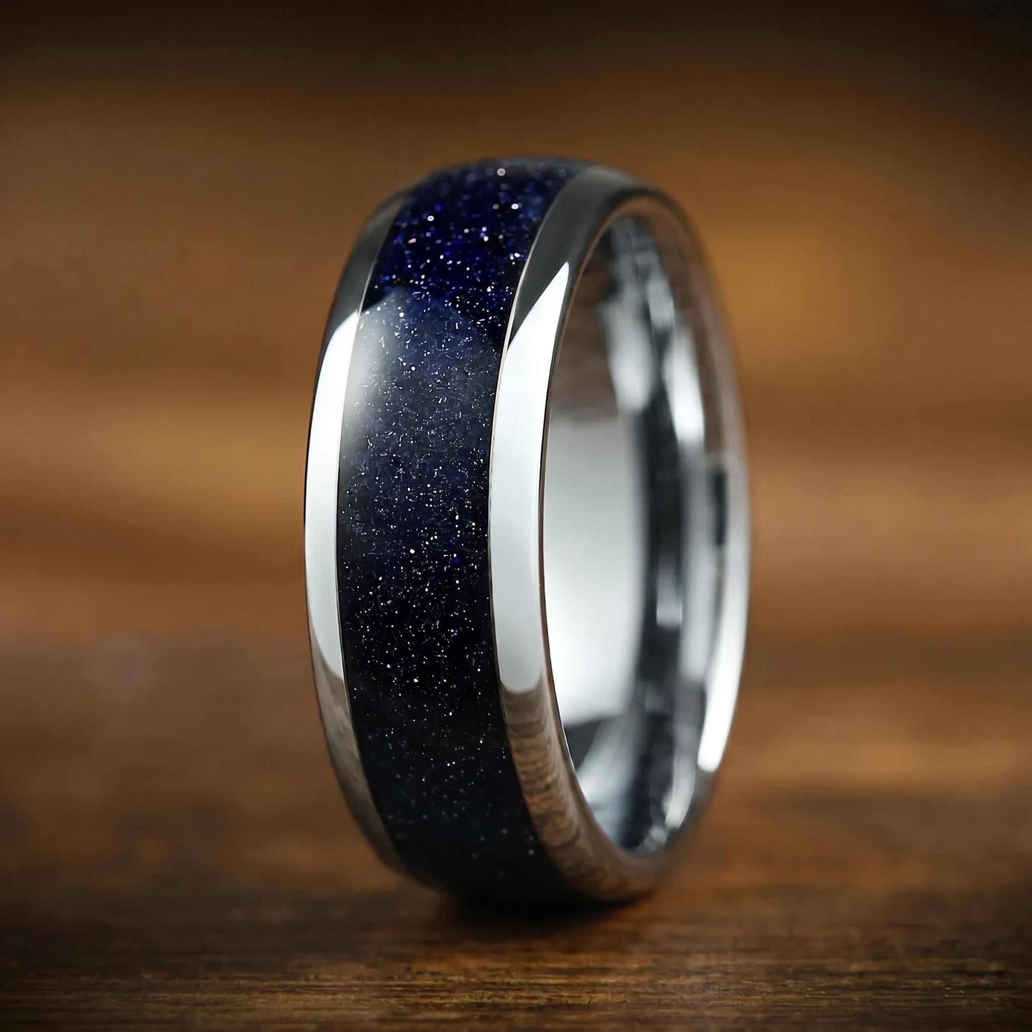 Silver Rings Wedding Bands Tungsten Close Up View