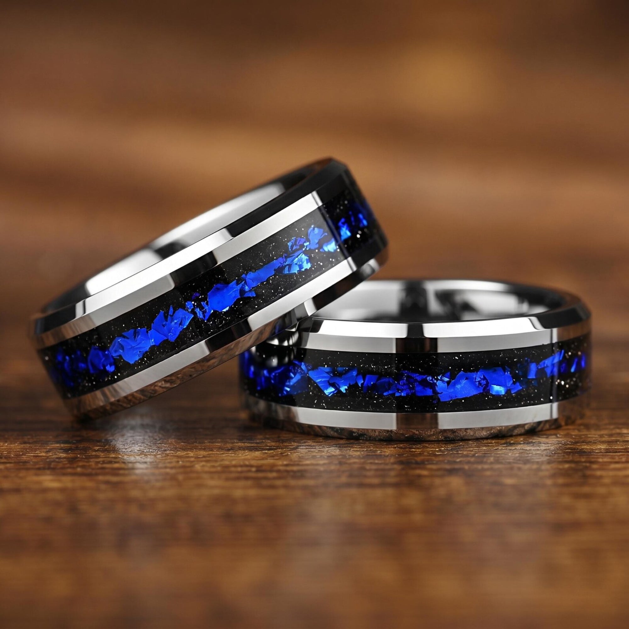 Wedding Bands Him Tungsten Close Up View