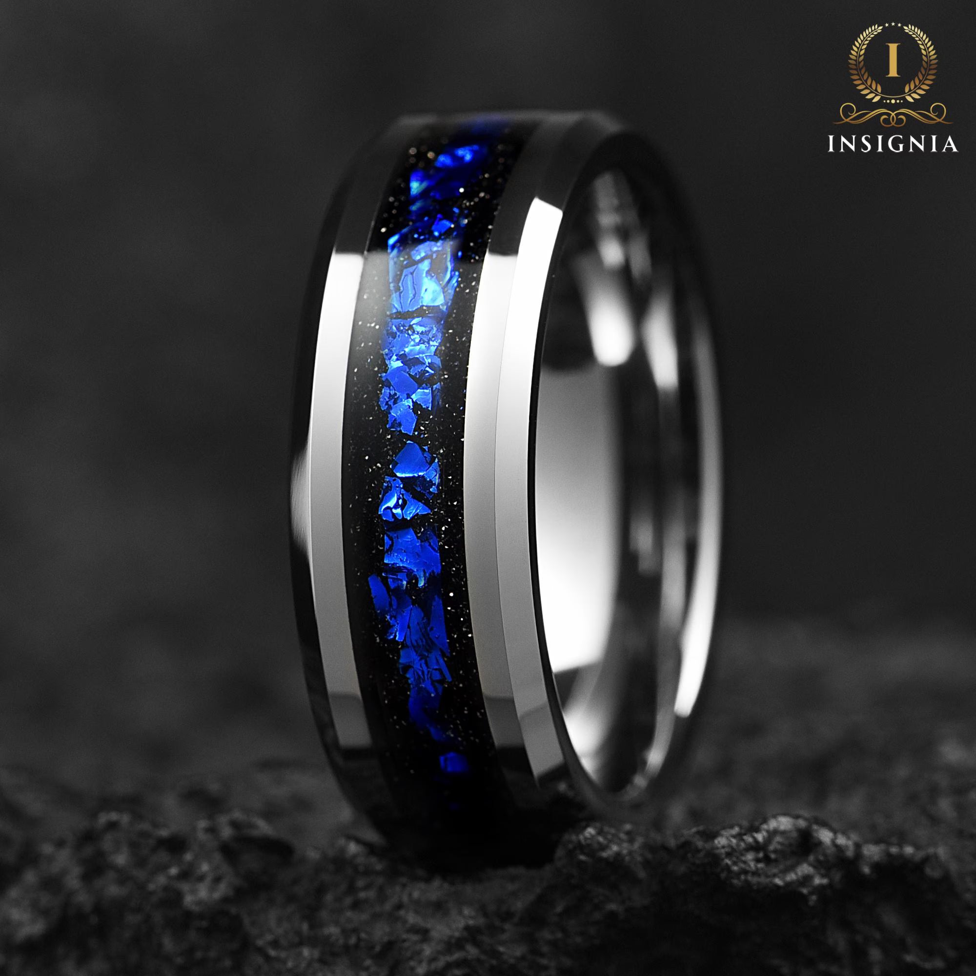 Silver Wedding Bands Him Tungsten Profile View