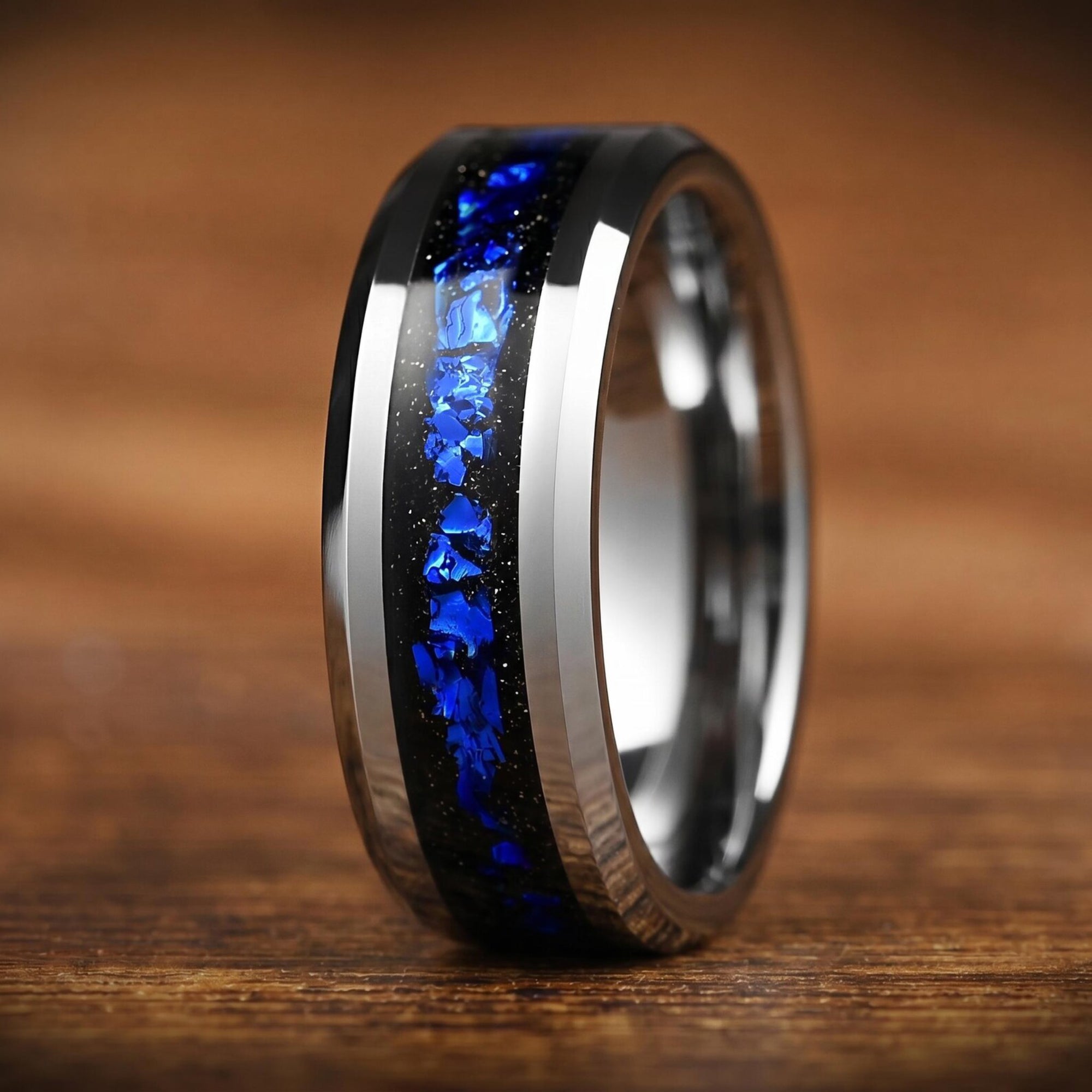 Silver Wedding Bands Him Tungsten Side View