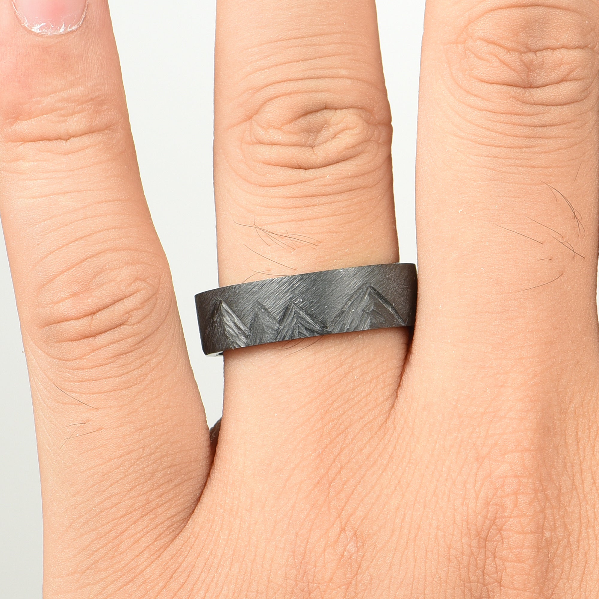 Titanium Ring Mountain Hand View