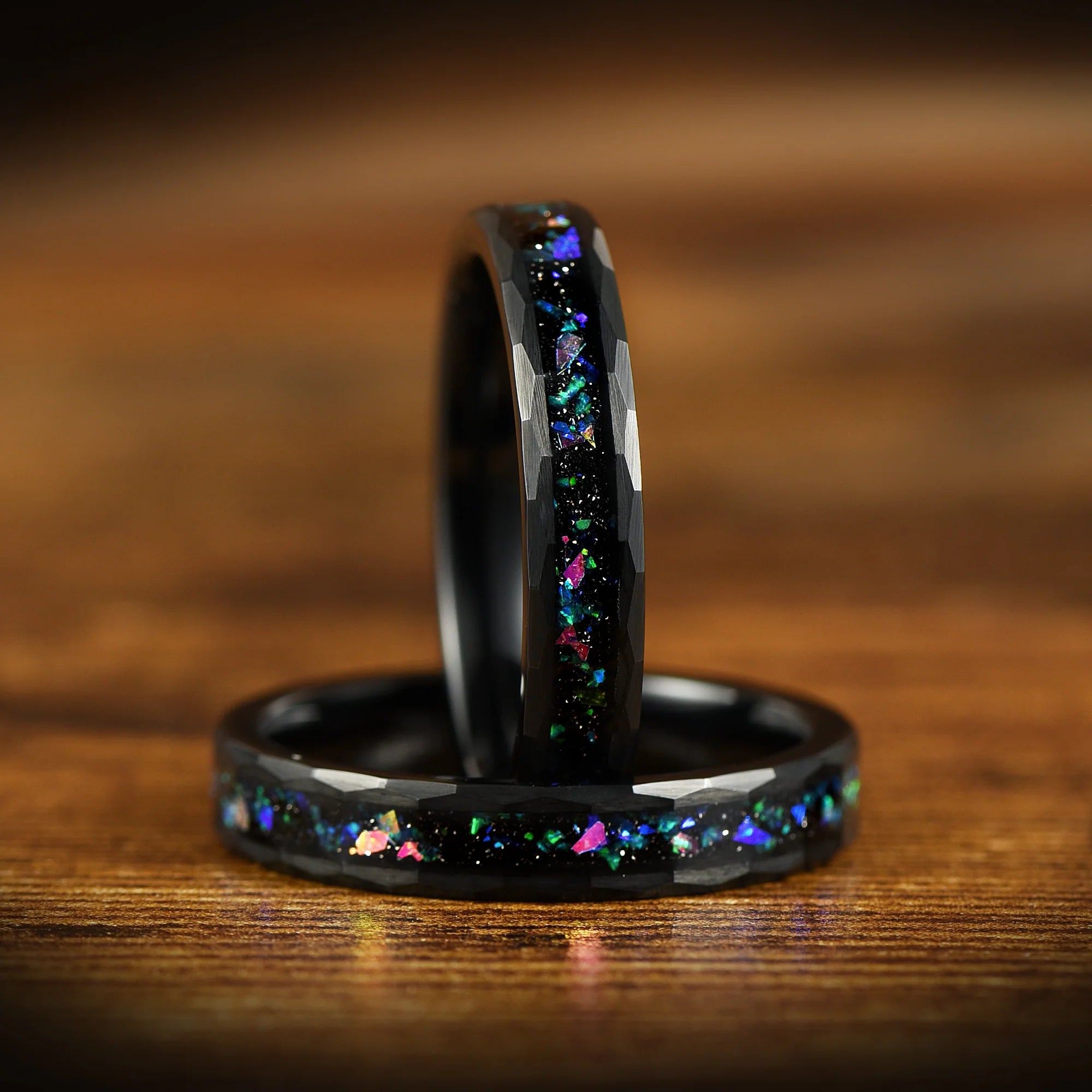 WOMEN WEDDING BAND HELIX NEBULA BLACK TUNGSTEN (4MM)