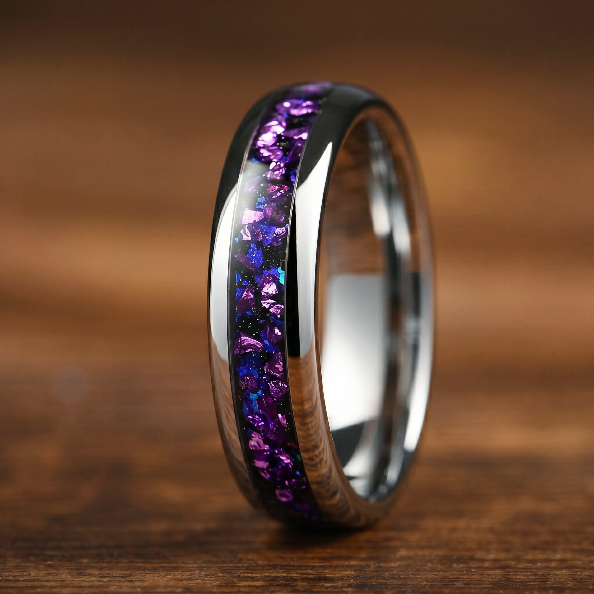 Tungsten Metal Rings Alexandrite Close Up View