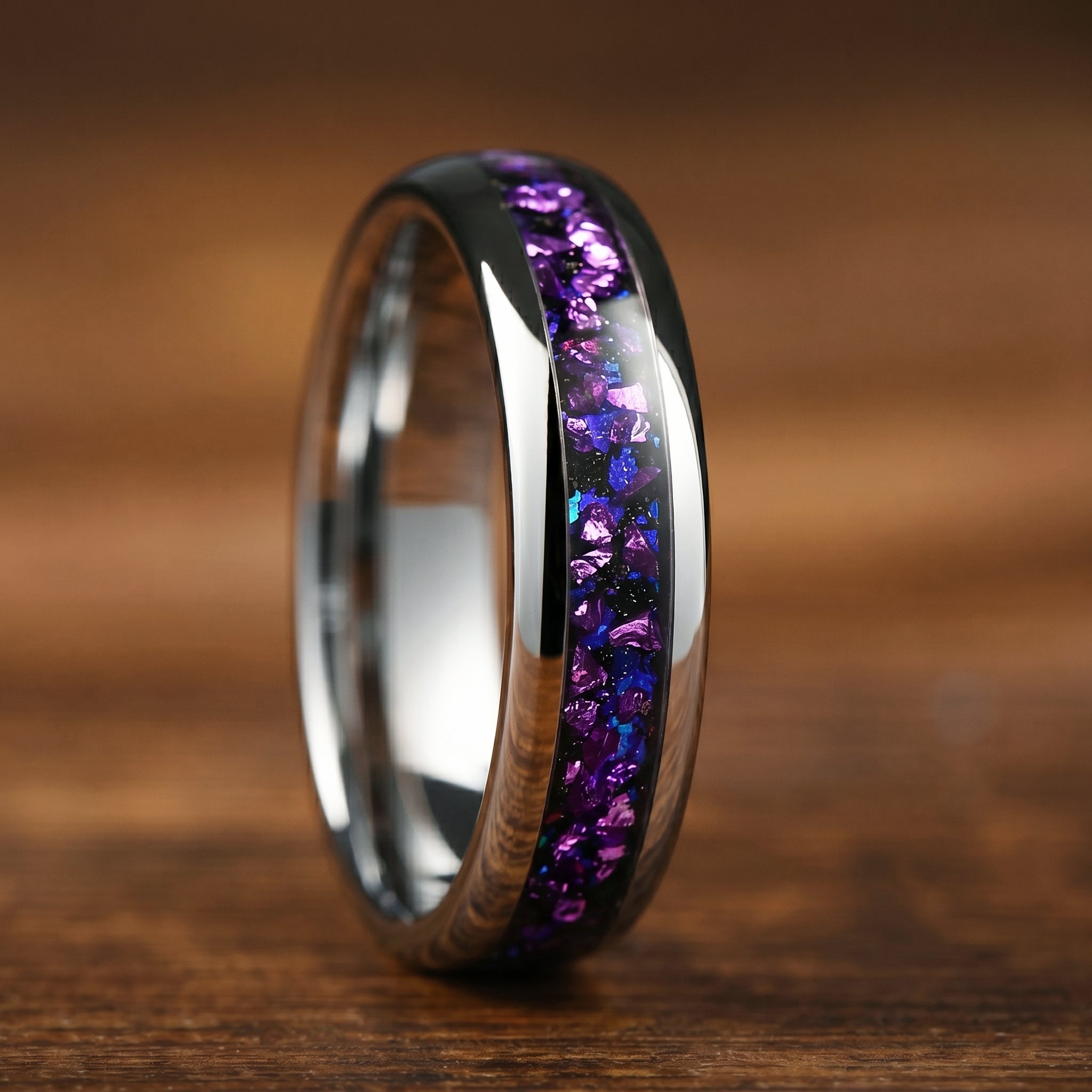 Tungsten Metal Rings Alexandrite Side View