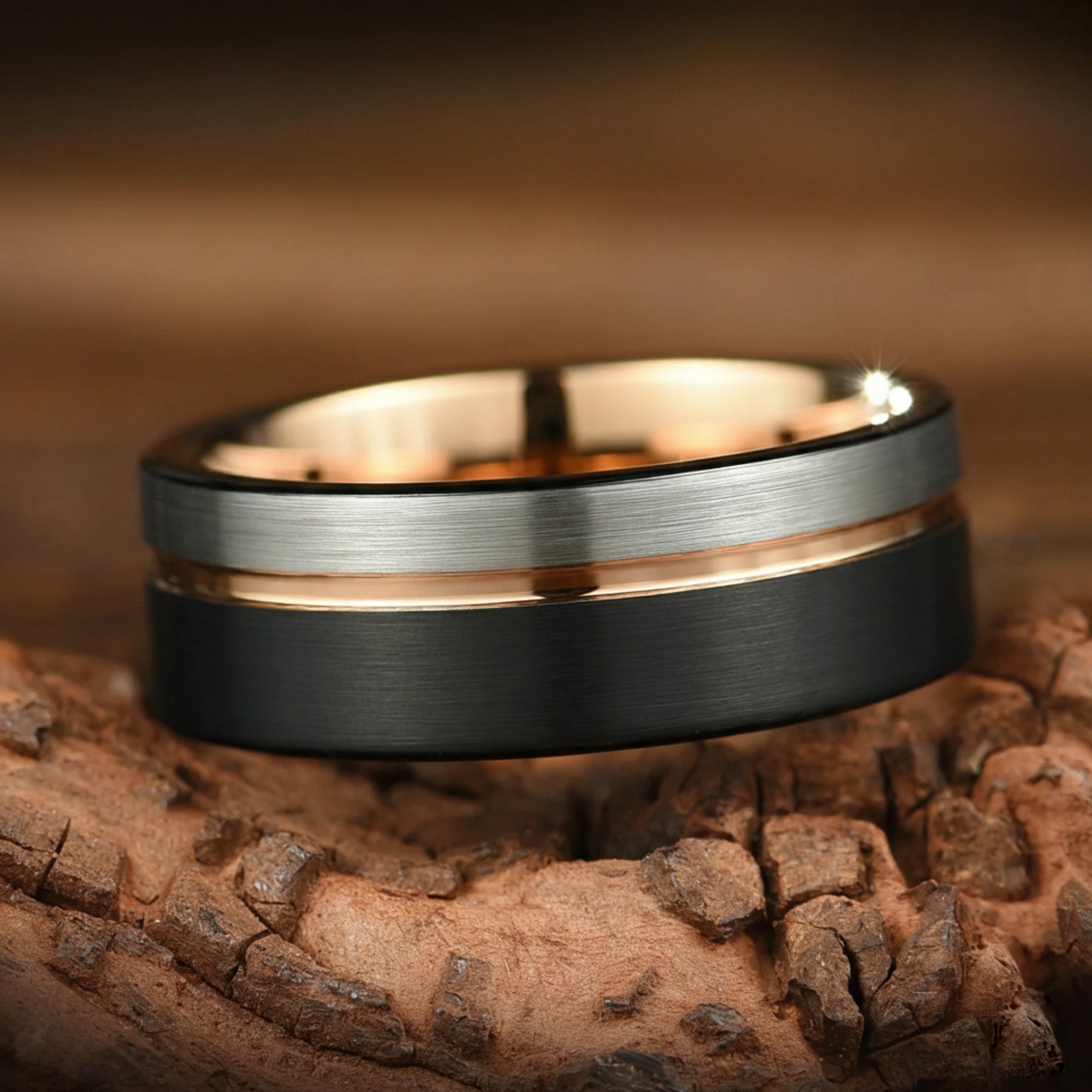 Tungsten Metal Rings Wedding Close Up View 