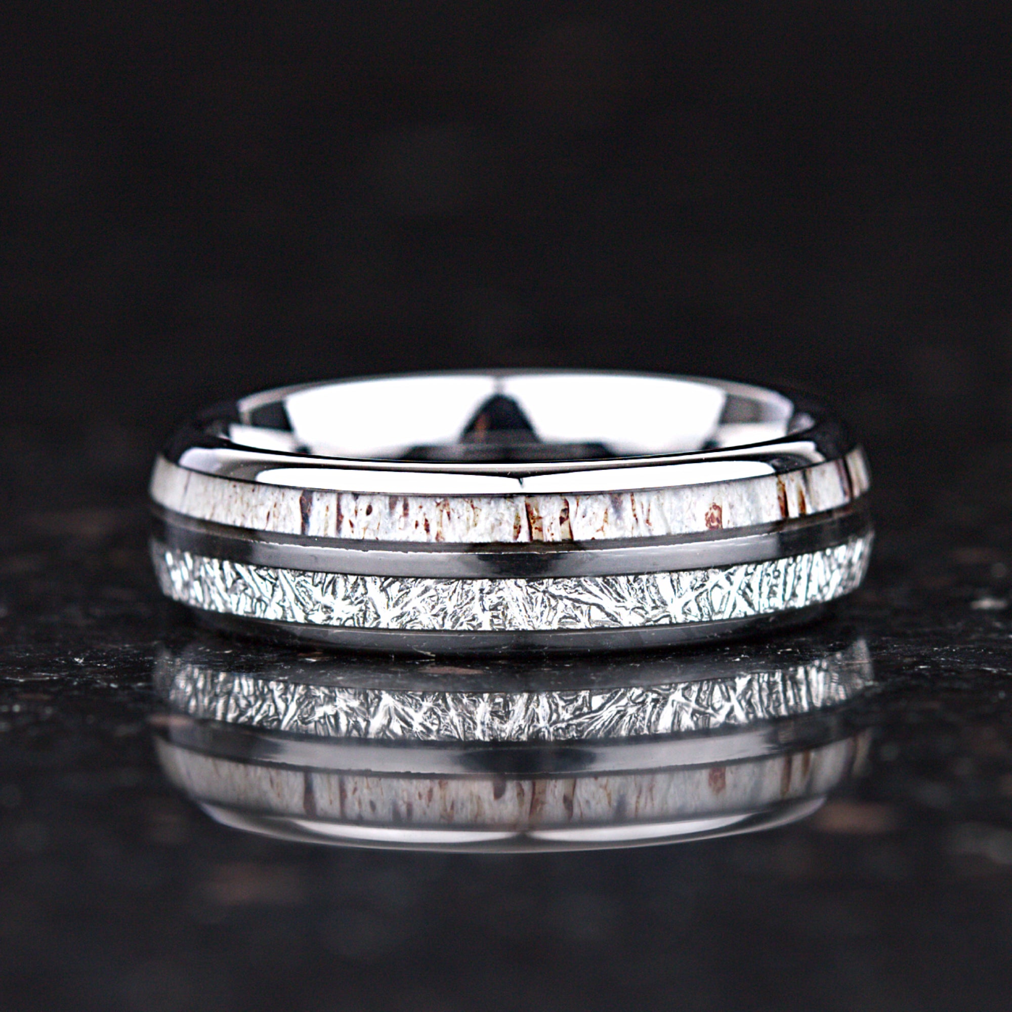 Unique couple ring set UK with deer antler natural design