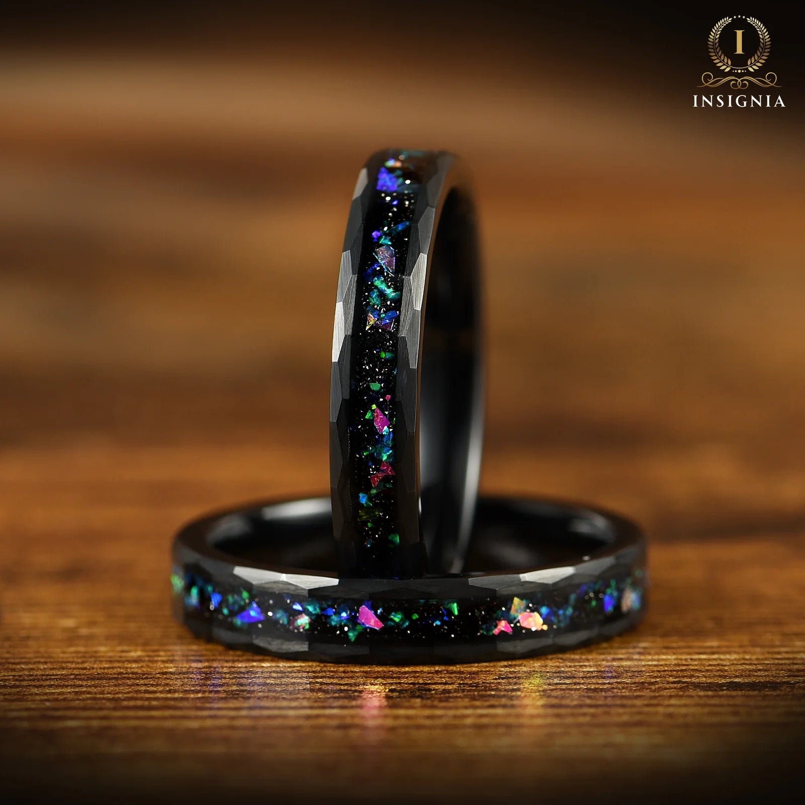 WOMEN WEDDING BAND HELIX NEBULA BLACK TUNGSTEN (4MM)