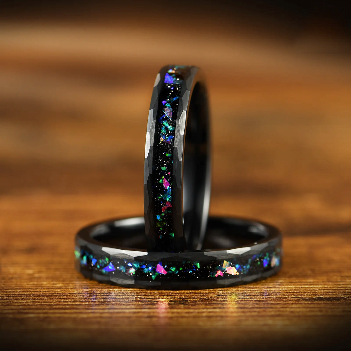 WOMEN WEDDING BAND HELIX NEBULA BLACK TUNGSTEN (4MM)