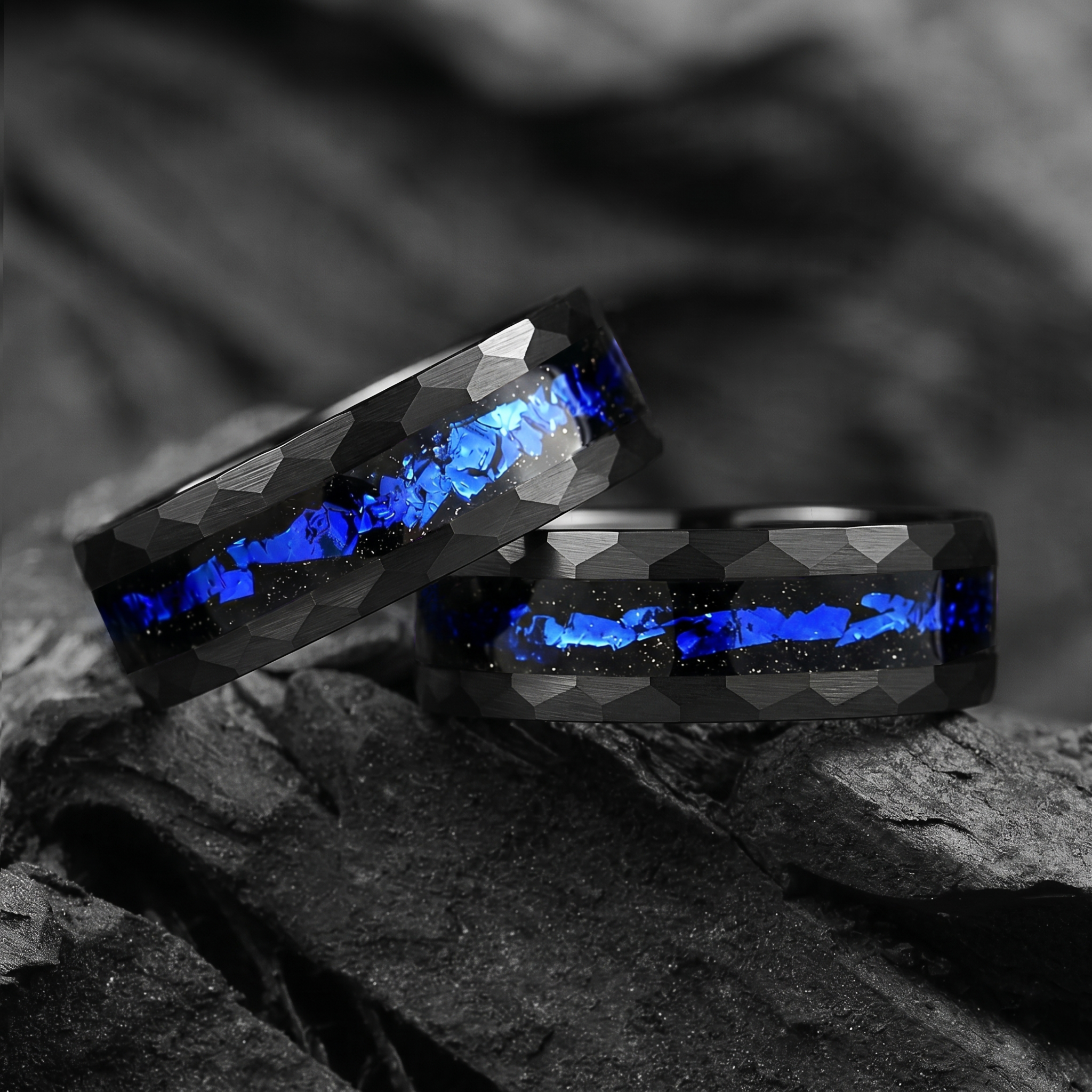 Unique Wedding Rings Tungsten Flat Lay View