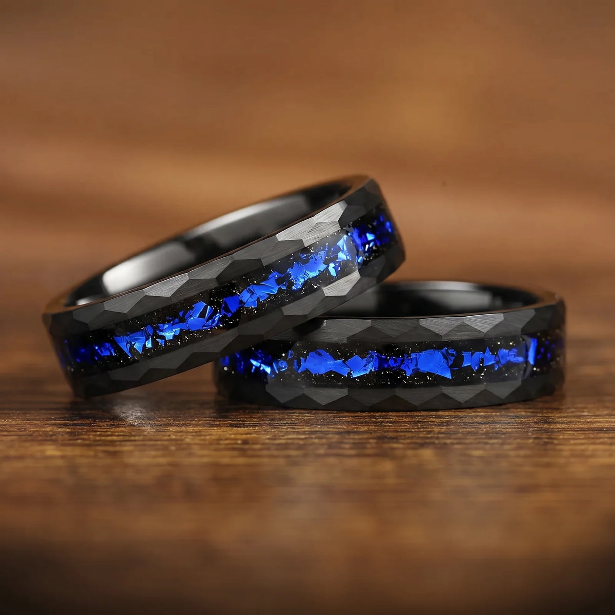 Unique Wedding Rings Tungsten Couple Set Stacked Ring Display