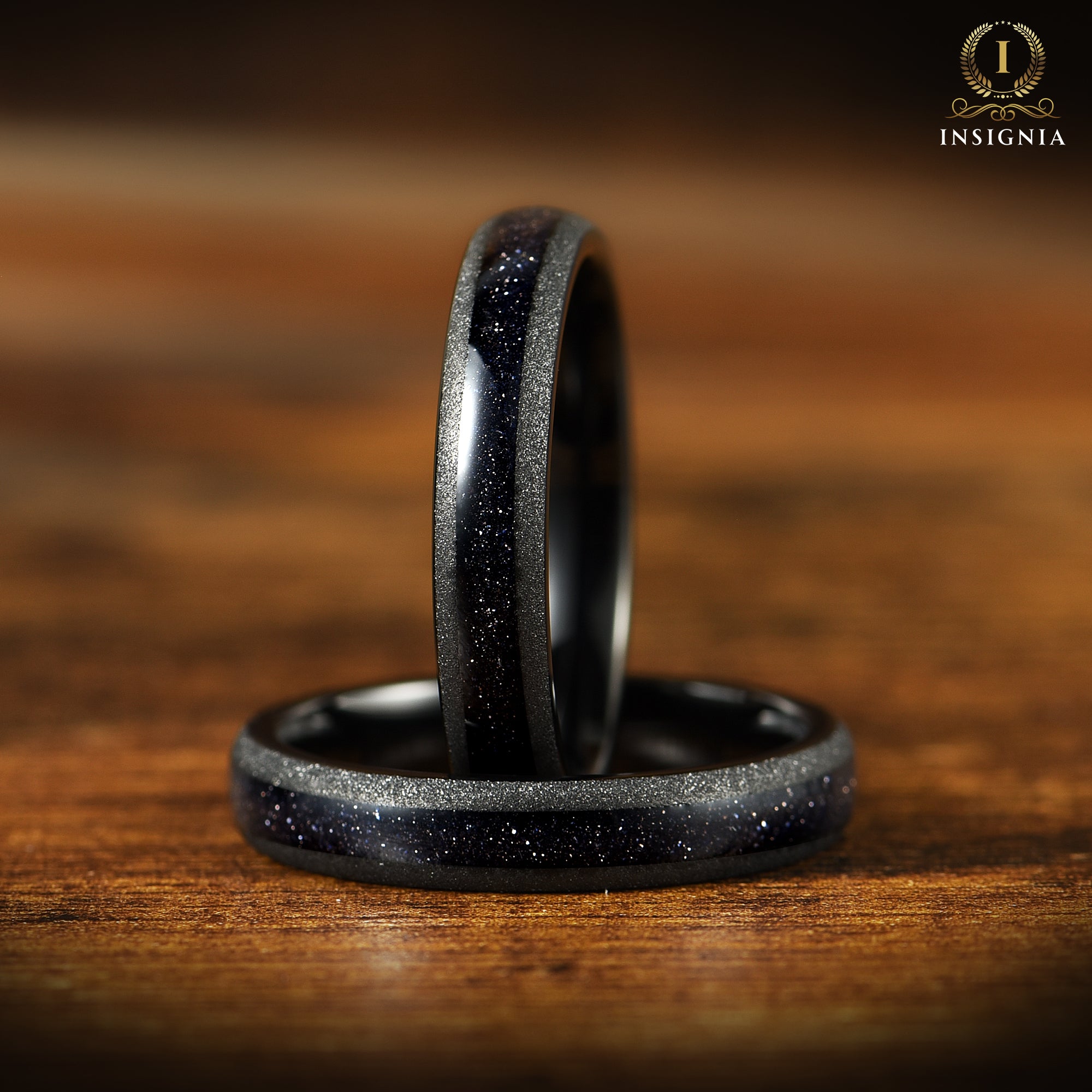 Wedding bands for both partners in matching black tungsten style