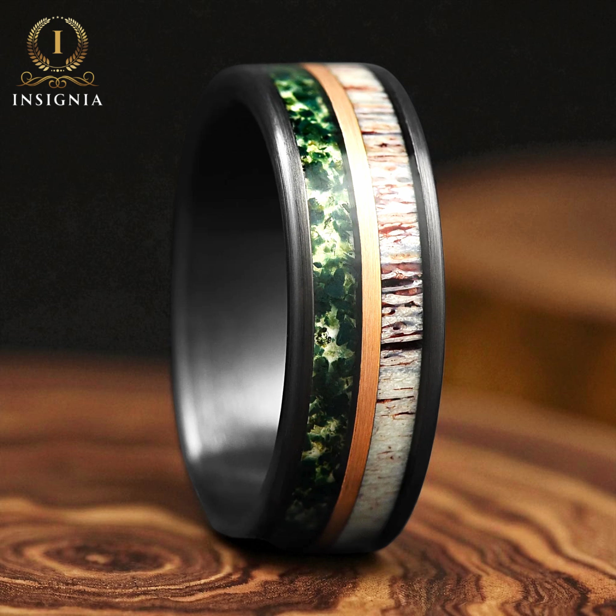 Wedding Bands For Him Moss Agate Right View