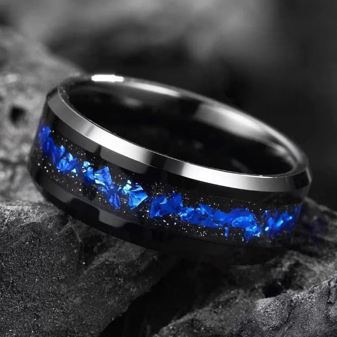 Wedding Ring Men Galaxy Closeup View