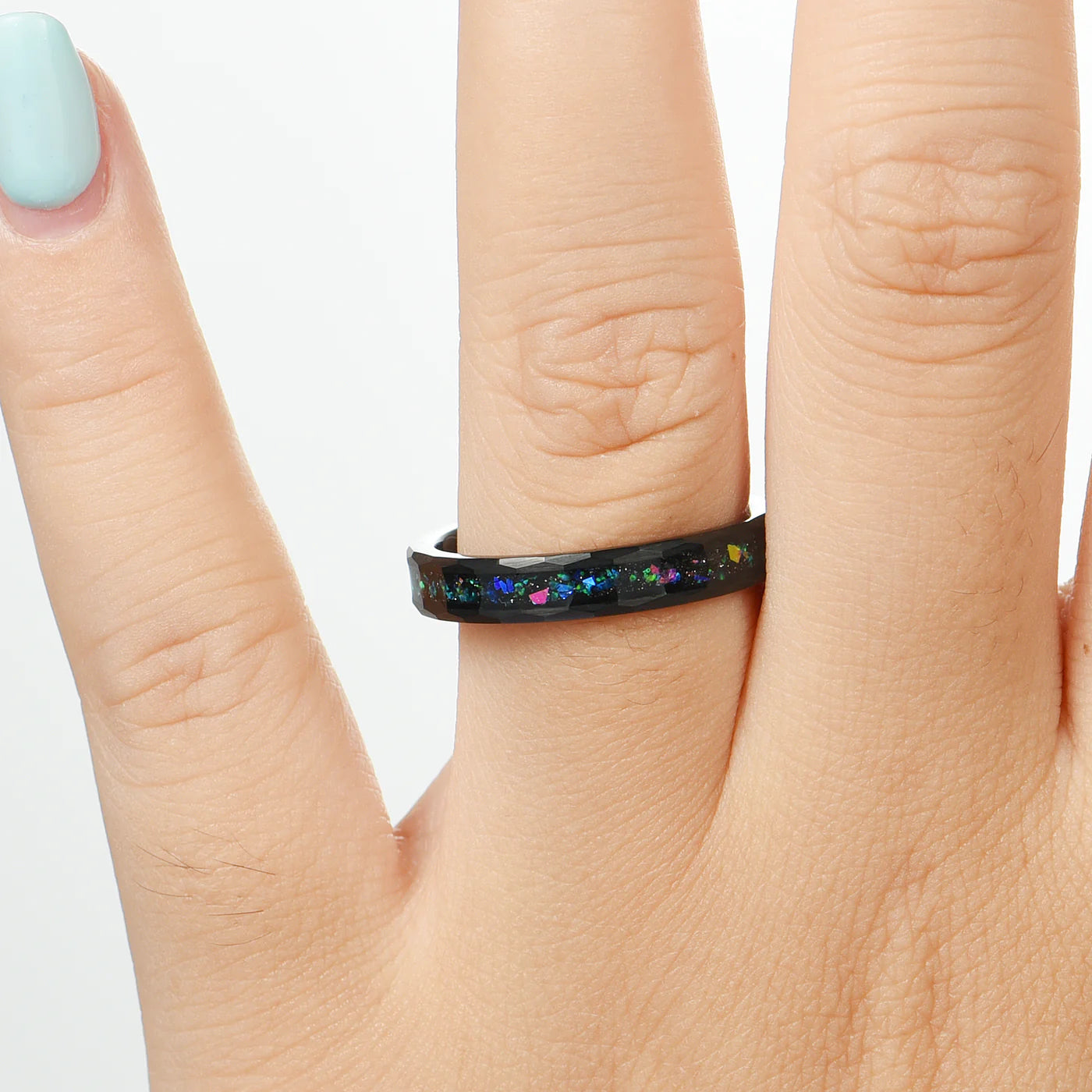 WOMEN WEDDING BAND HELIX NEBULA BLACK TUNGSTEN (4MM)