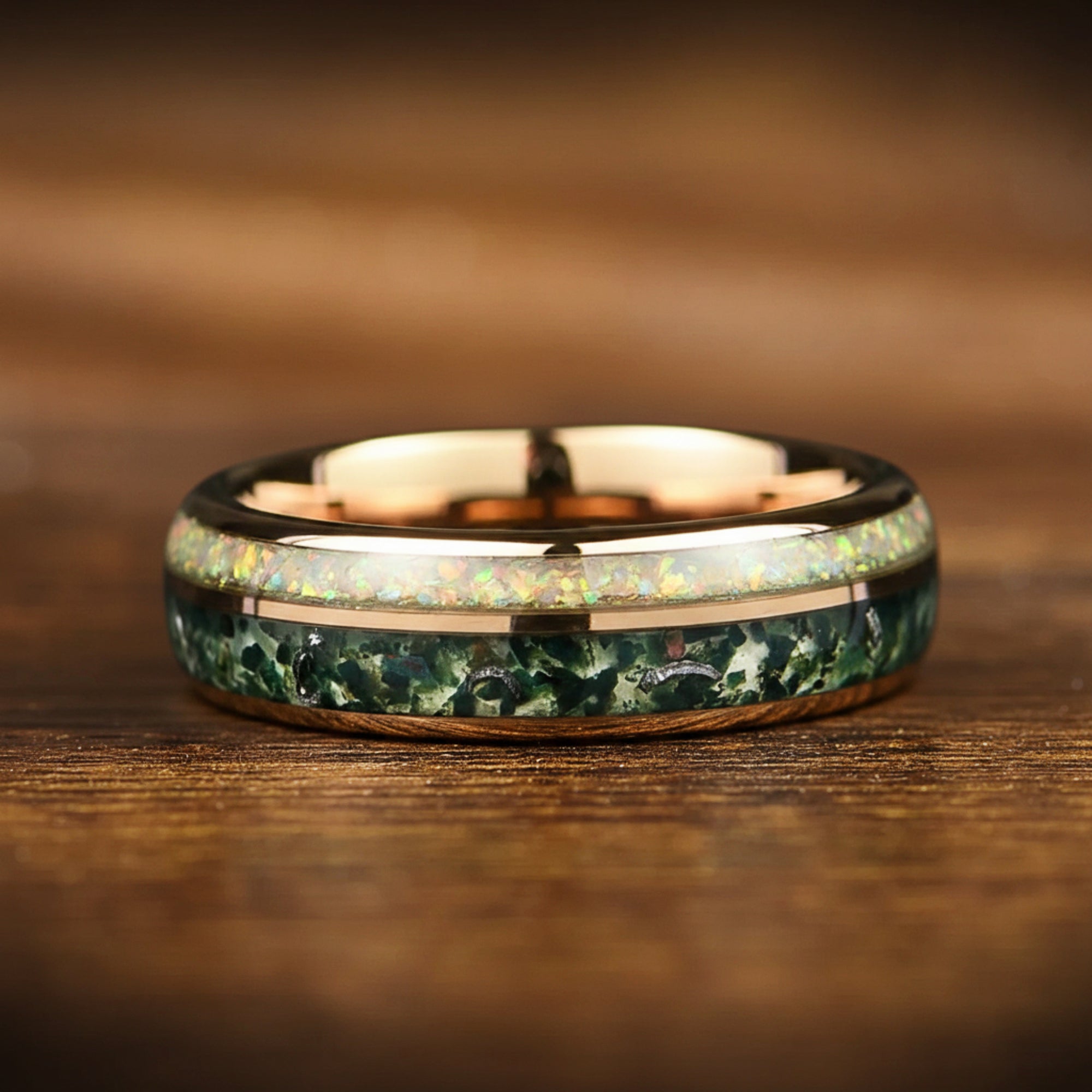 Wedding Ring Women Moss Agate Feature View