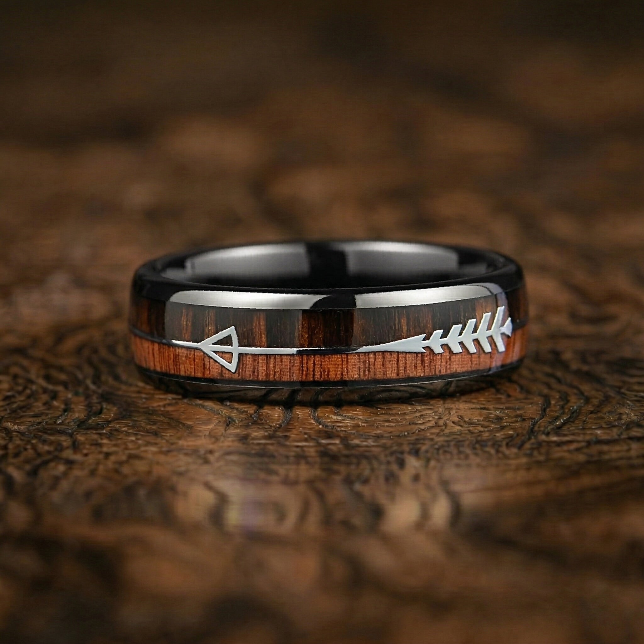 Wedding Ring Women Tungsten Black Angled View