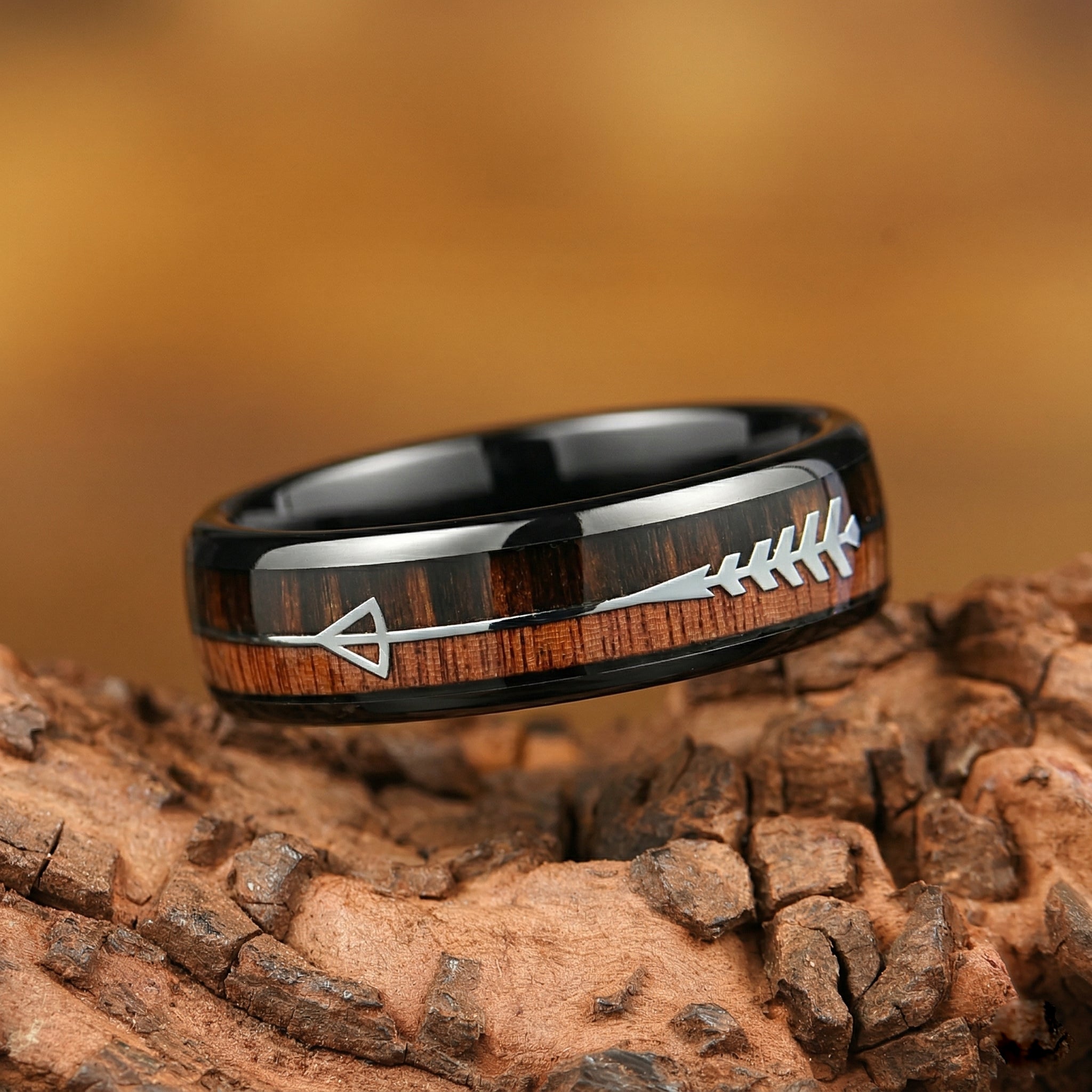 Wedding Ring Women Tungsten Black Main View