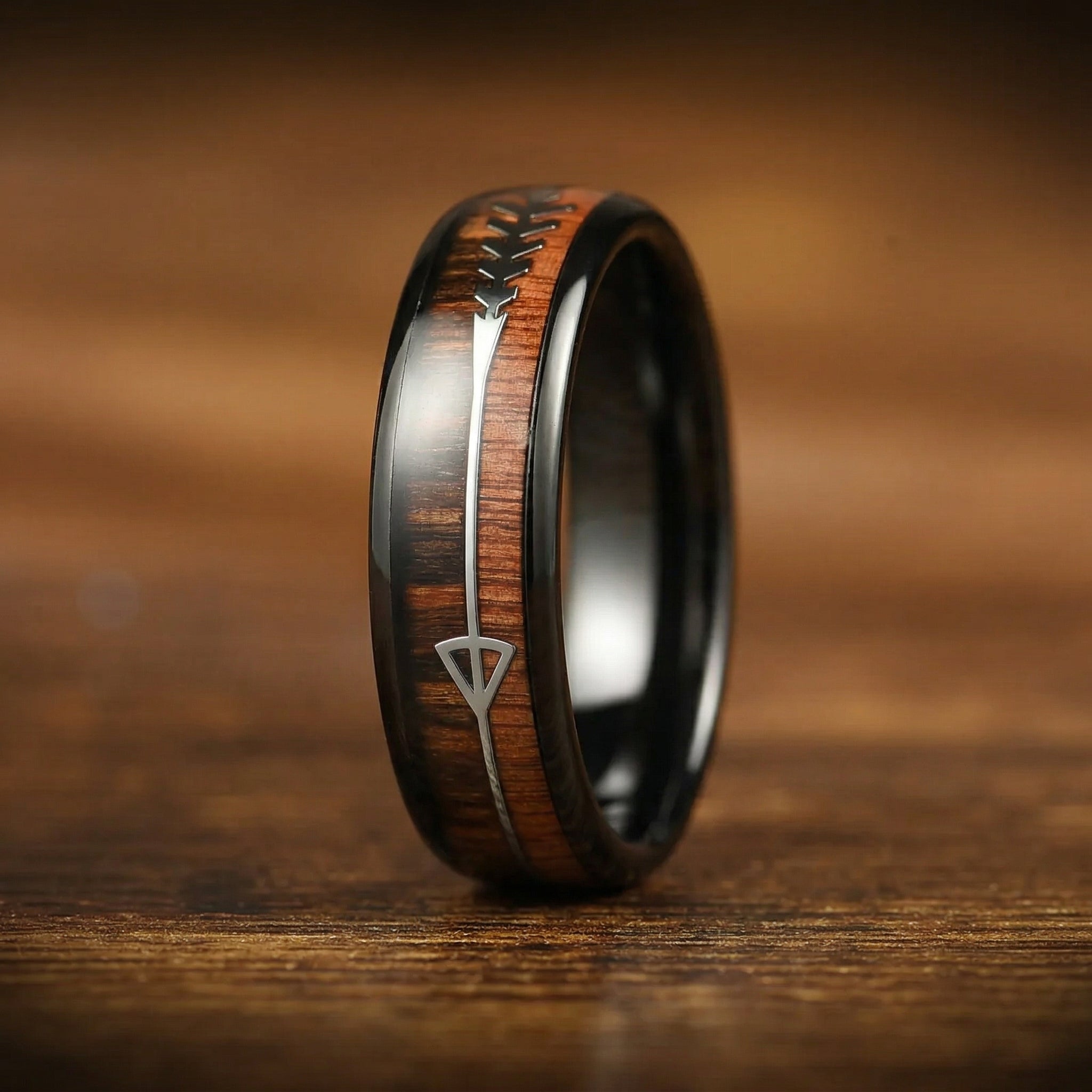 Wedding Ring Women Tungsten Black Side View