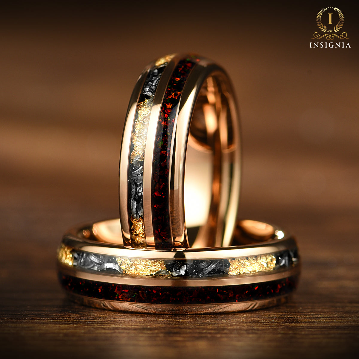 Uniqu Rings Unique Wedding Rings for Women | Real Meteorite & Fire Opal