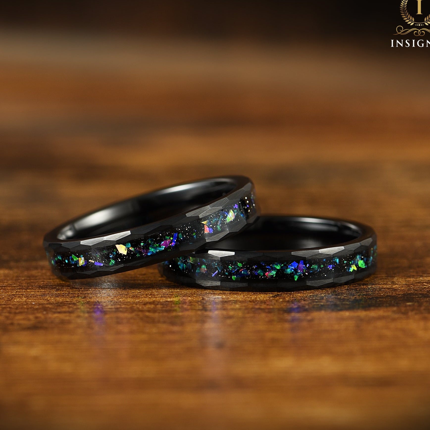 Wedding Bands With Helix Nebula Inspired Centre Detail Close Up
