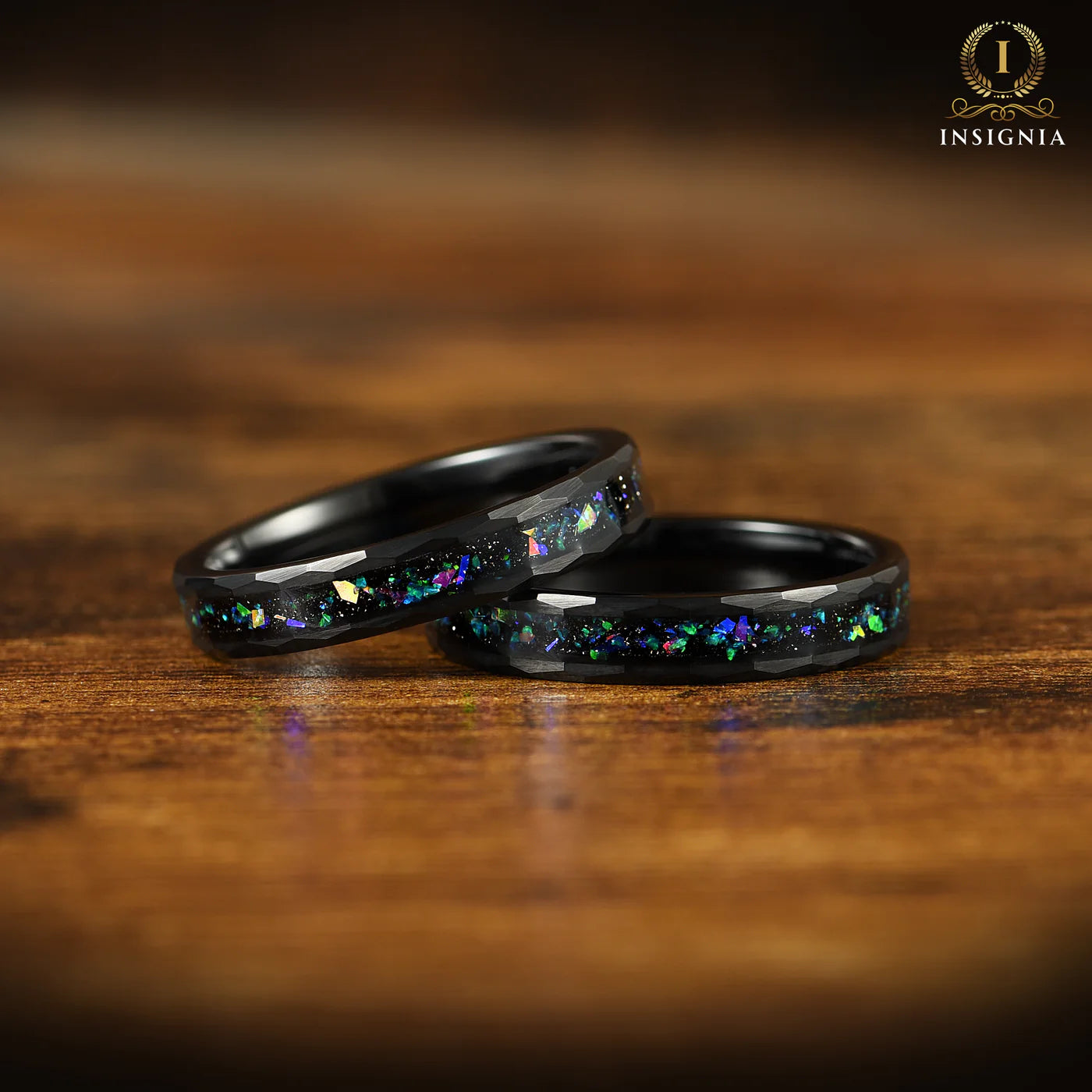 COUPLE RING SET HELIX NEBULA ALEXANDRITE BLACK TUNGSTEN (6/4MM)