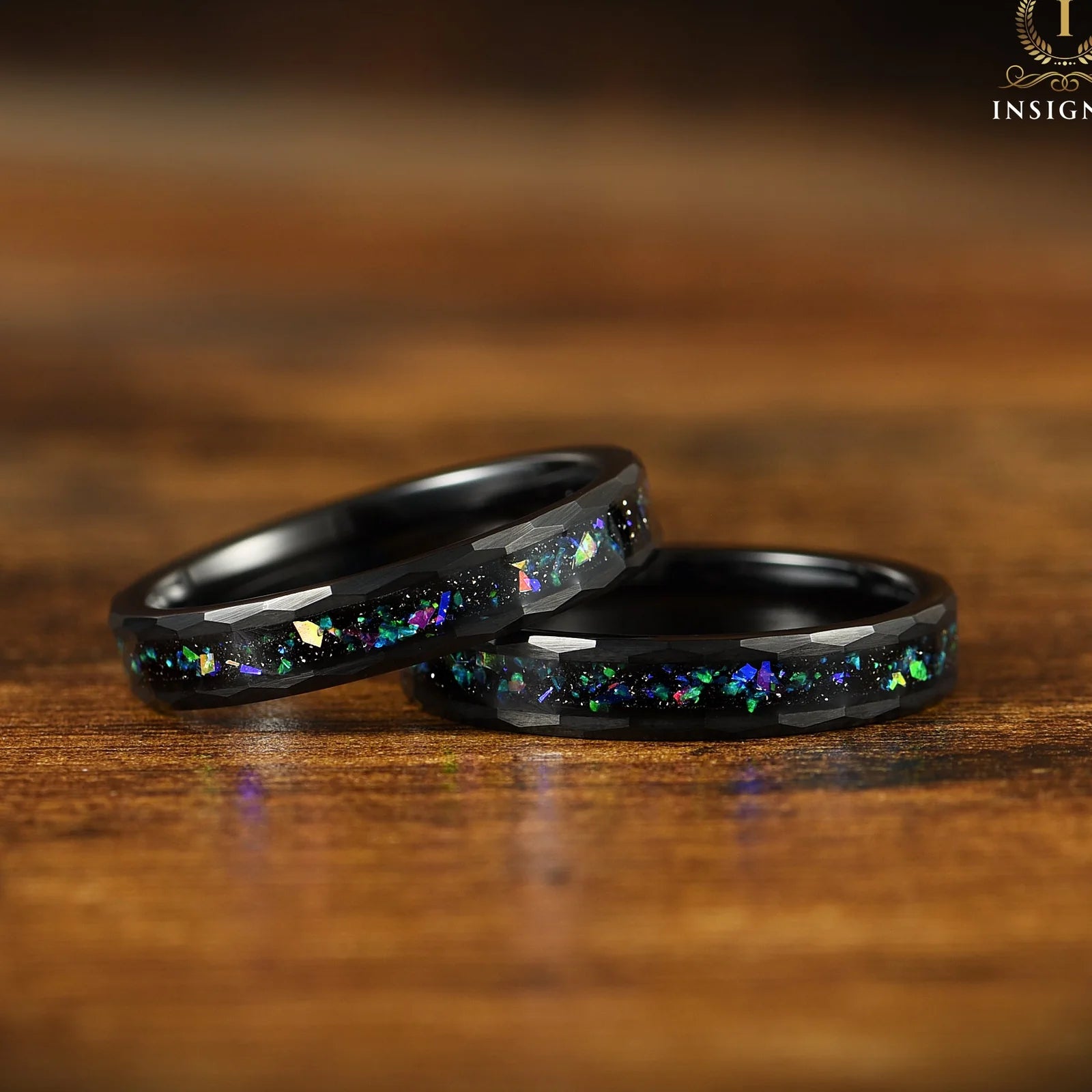 WOMEN WEDDING BAND HELIX NEBULA BLACK TUNGSTEN (4MM)