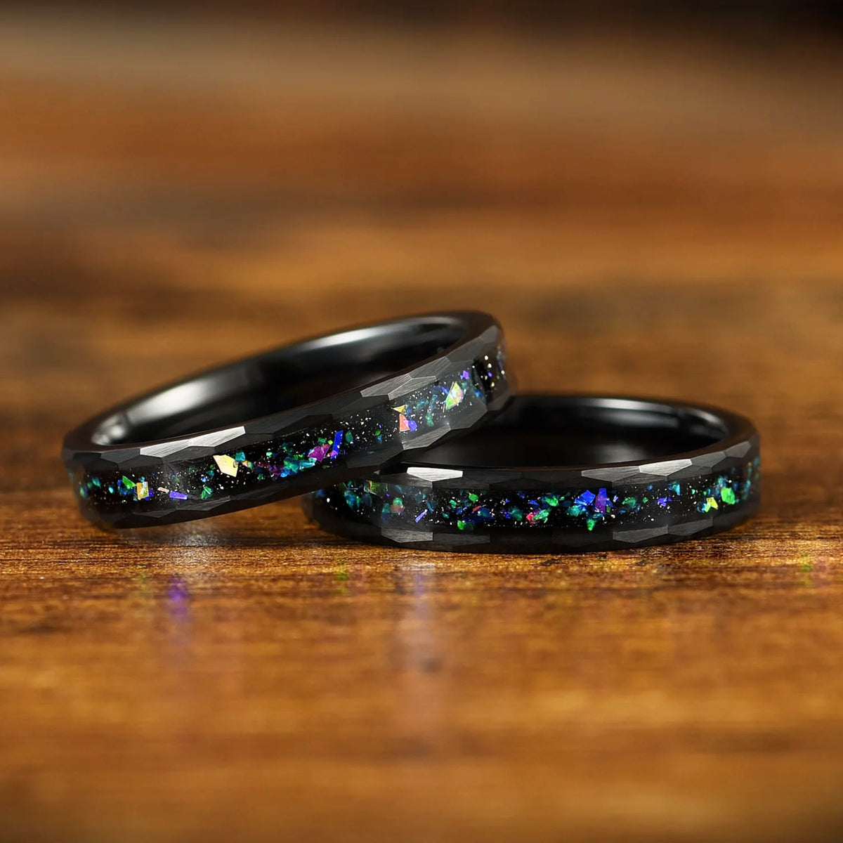 WOMEN WEDDING BAND HELIX NEBULA BLACK TUNGSTEN (4MM)