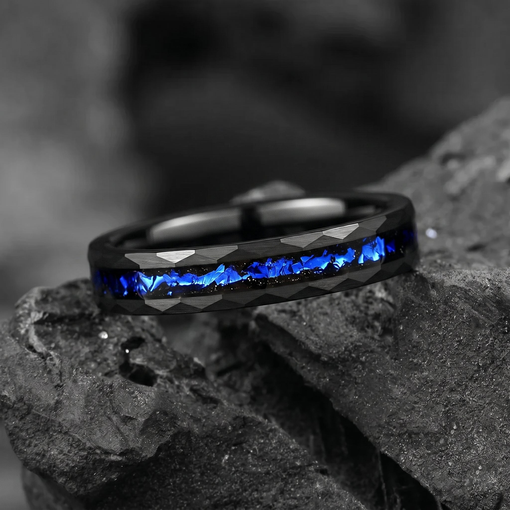 Women Rings Tungsten Galaxy Horizontal View