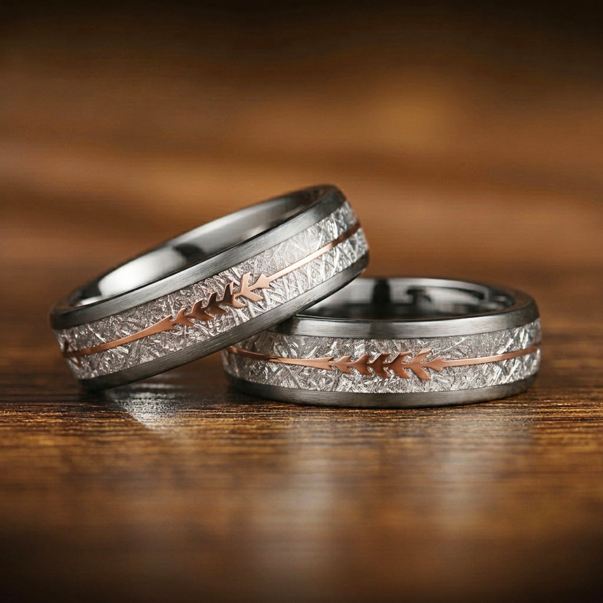 Womens Silver Ring with Meteorite Close Up View