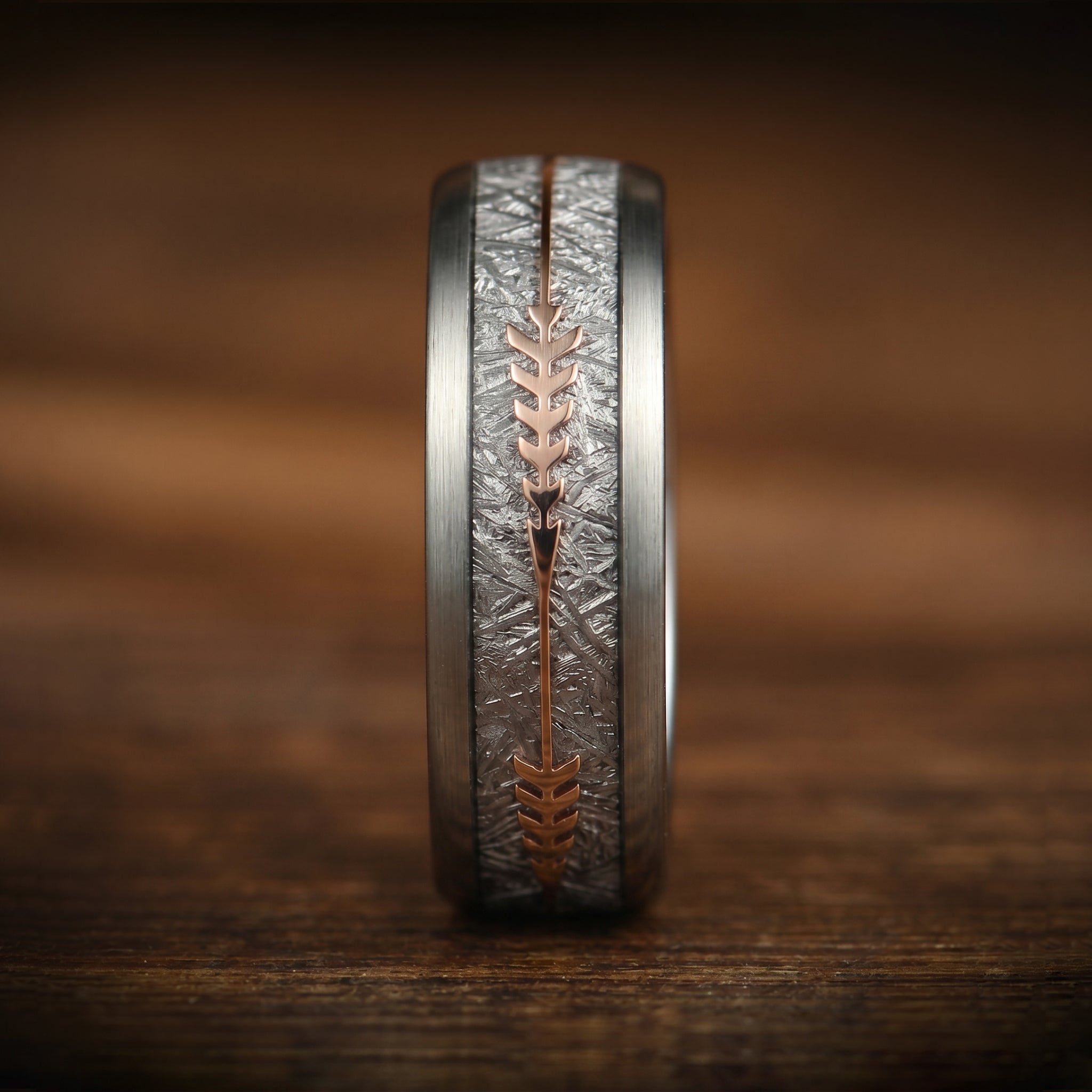 Womens Silver Ring with Meteorite Texture View