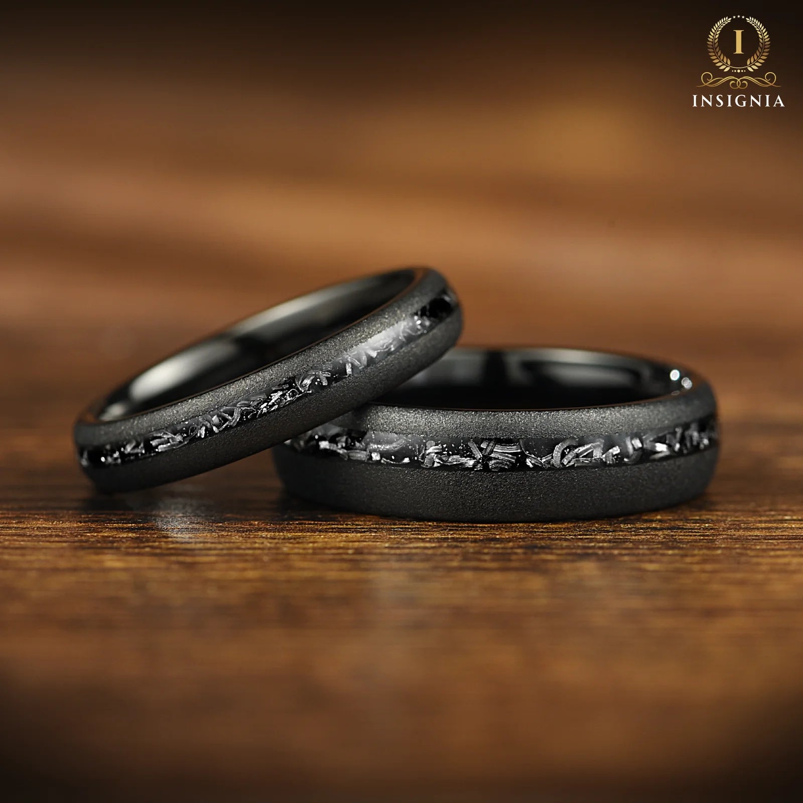 Womens Wedding Band Meteorite Set View