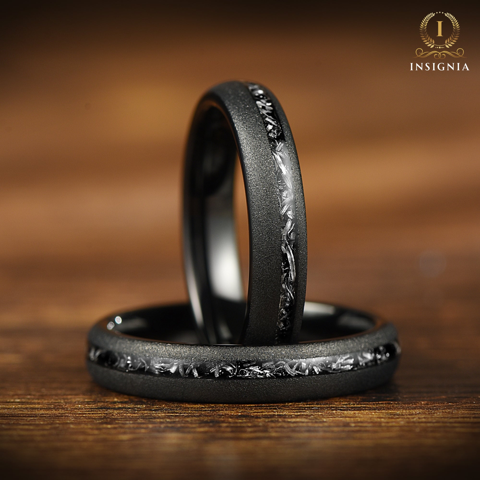 Womens Wedding Band Meteorite Top View