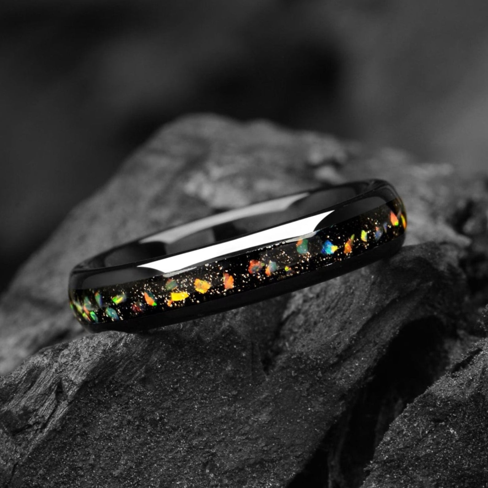 Women’s Wedding Ring Opal Tungsten Main View